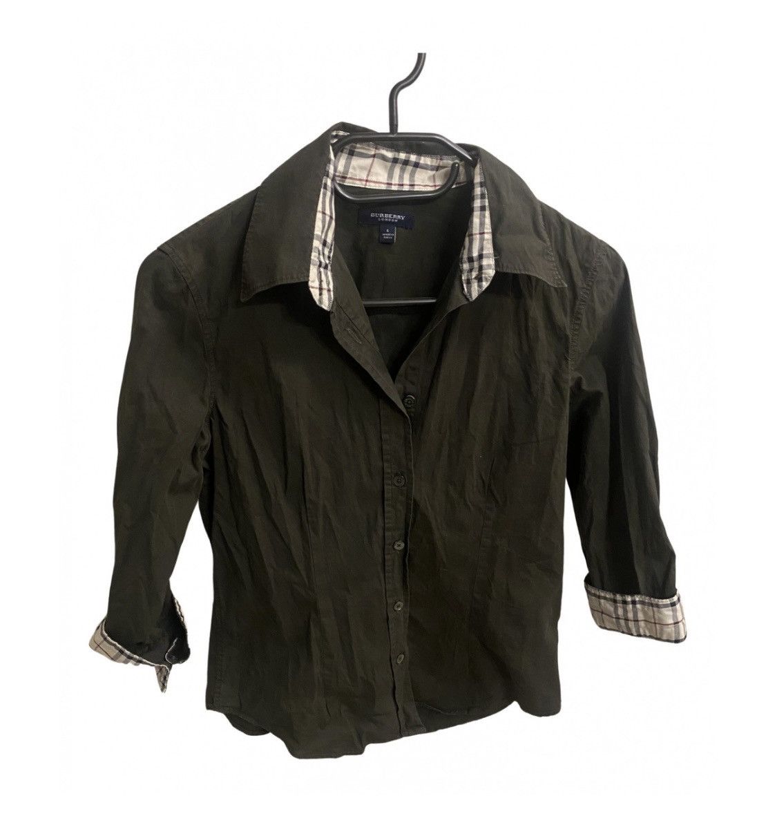 Vintage women burberry Luxury shirt button up cuffs pattern