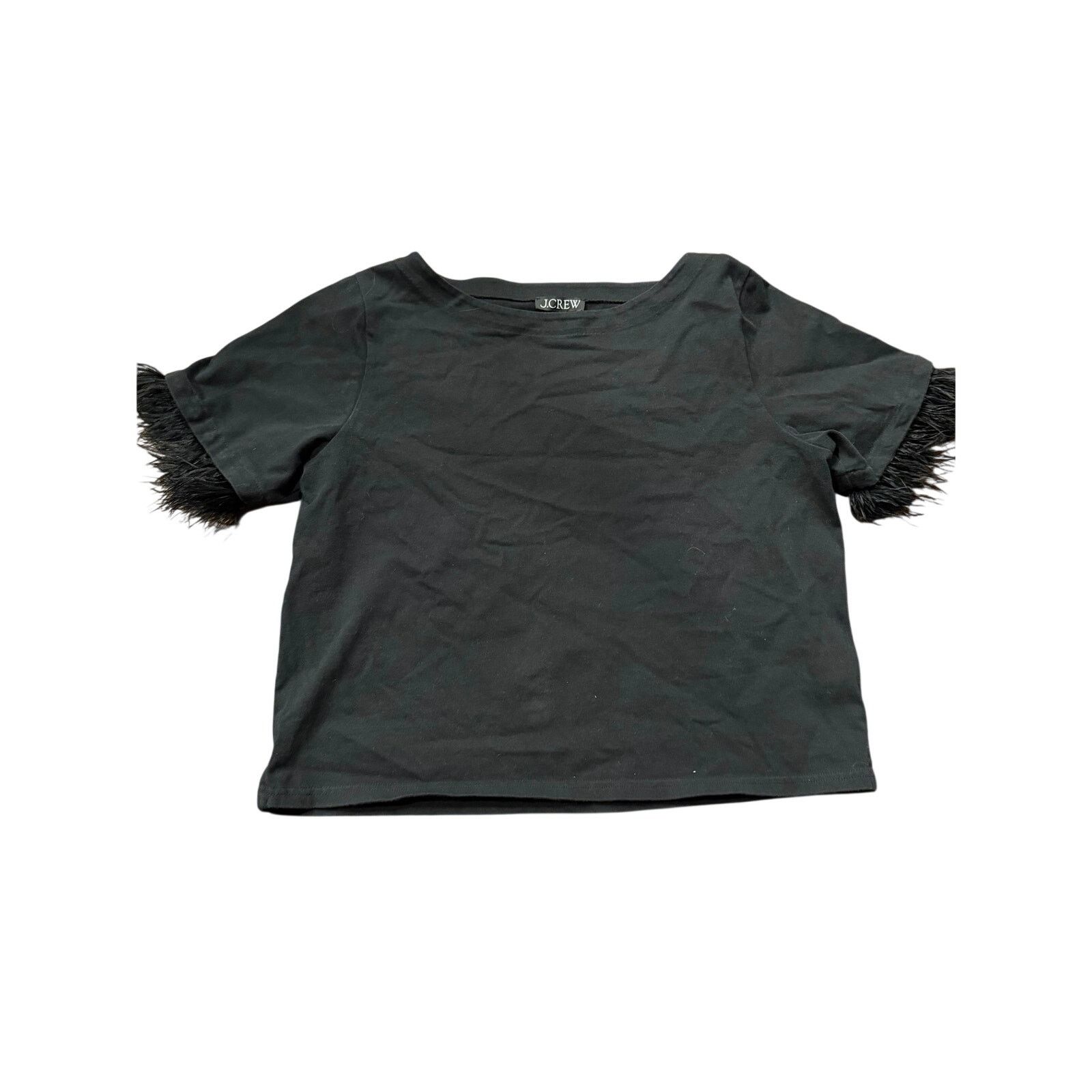 J.Crew J. Crew Mariner jersey cropped boatneck tshirt feathers lg Size L / US 10 / IT 46 - 1 Thumbnail