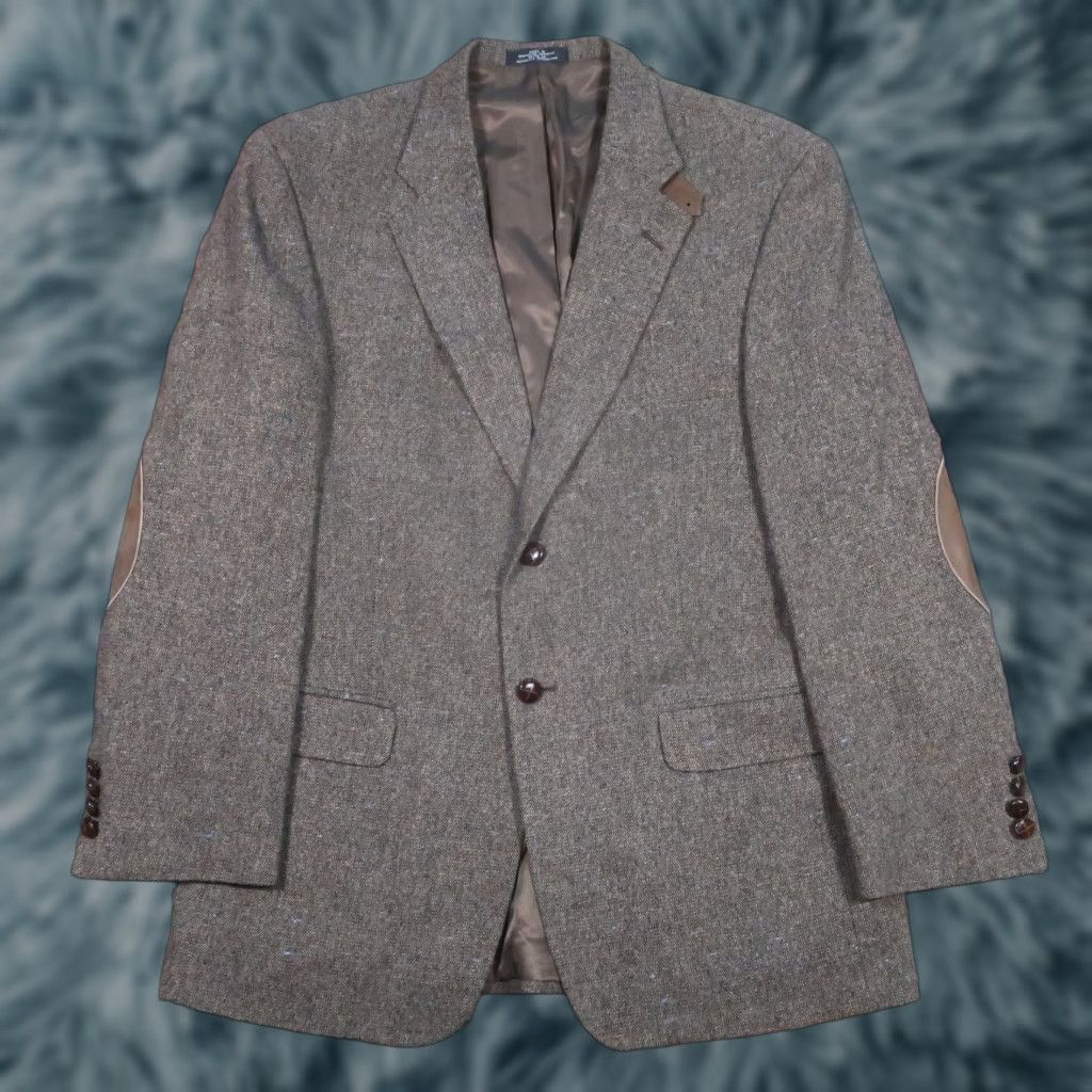 Stafford Stafford Blazer Mens 42 Brown Wool Lambswool Blend Retro Elbow Patches EUC Vintage No Size 42R - 1 Thumbnail