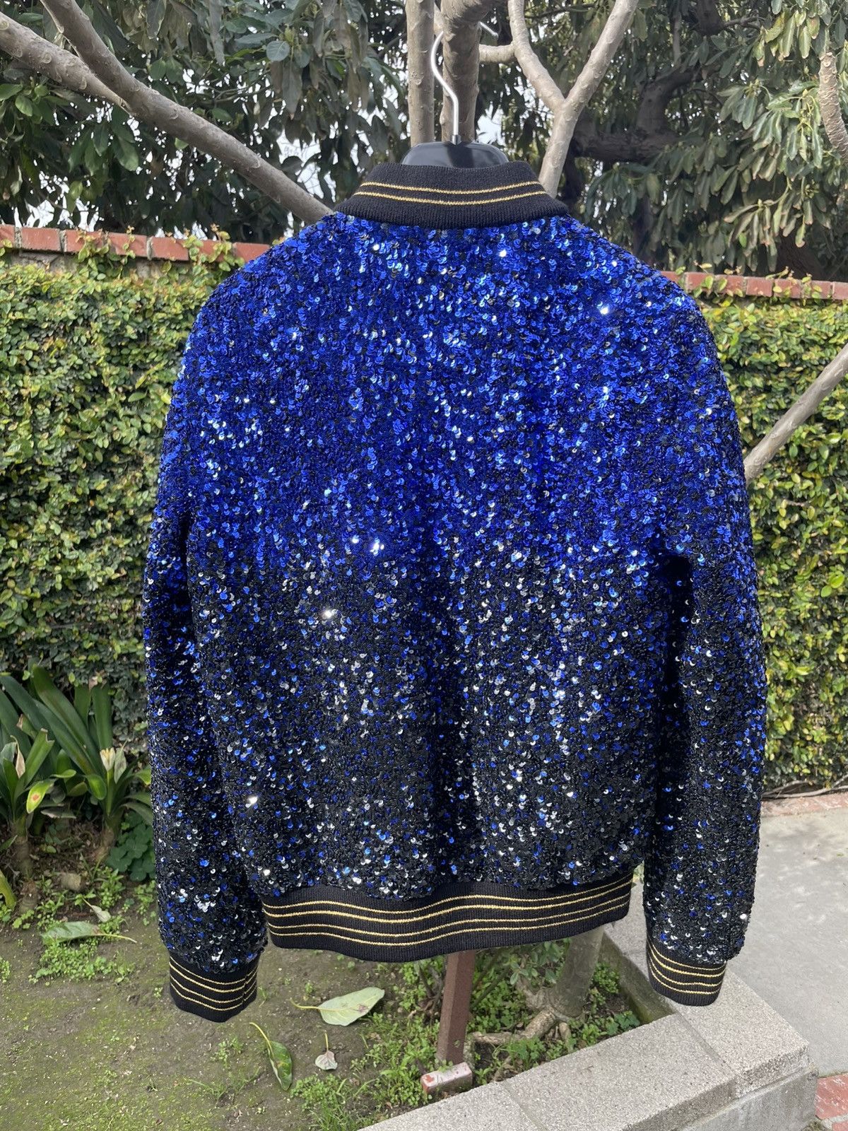 Saint Laurent Paris Saint Laurent Paris Teddy Varsity Sequin Bomber Jacket Blue Size US XS / EU 42 / 0 - 5 Thumbnail