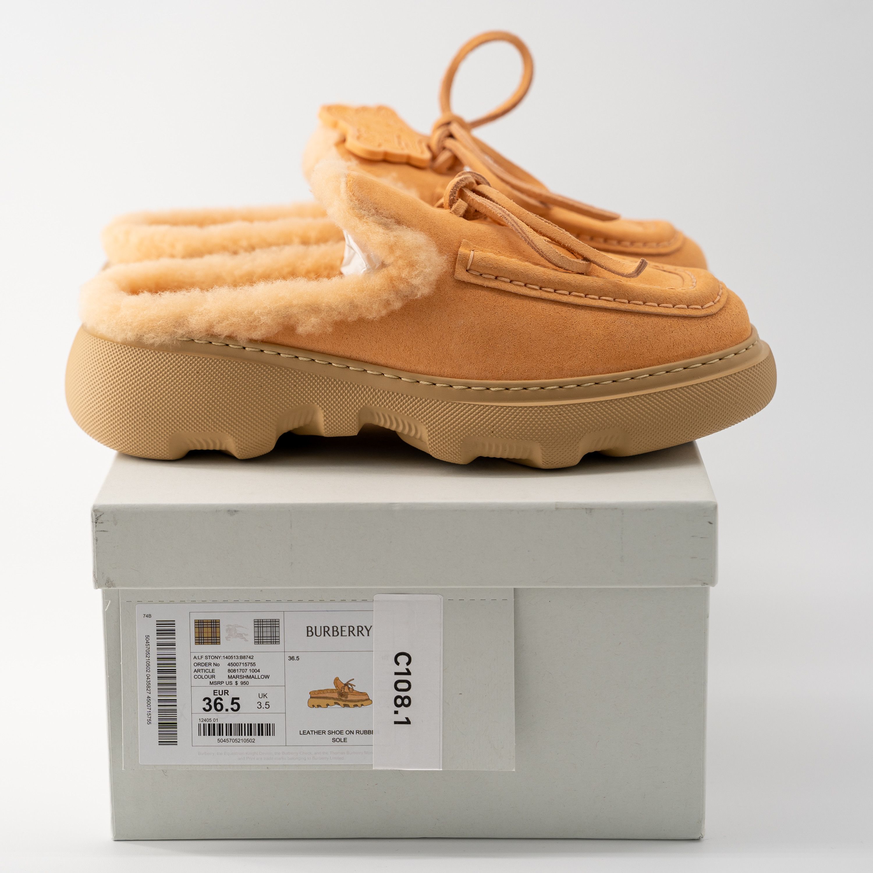 Burberry size 6.5us Burberry Stony fur lined suede mules peach orange Size US 6.5 / IT 36.5 - 10 Thumbnail