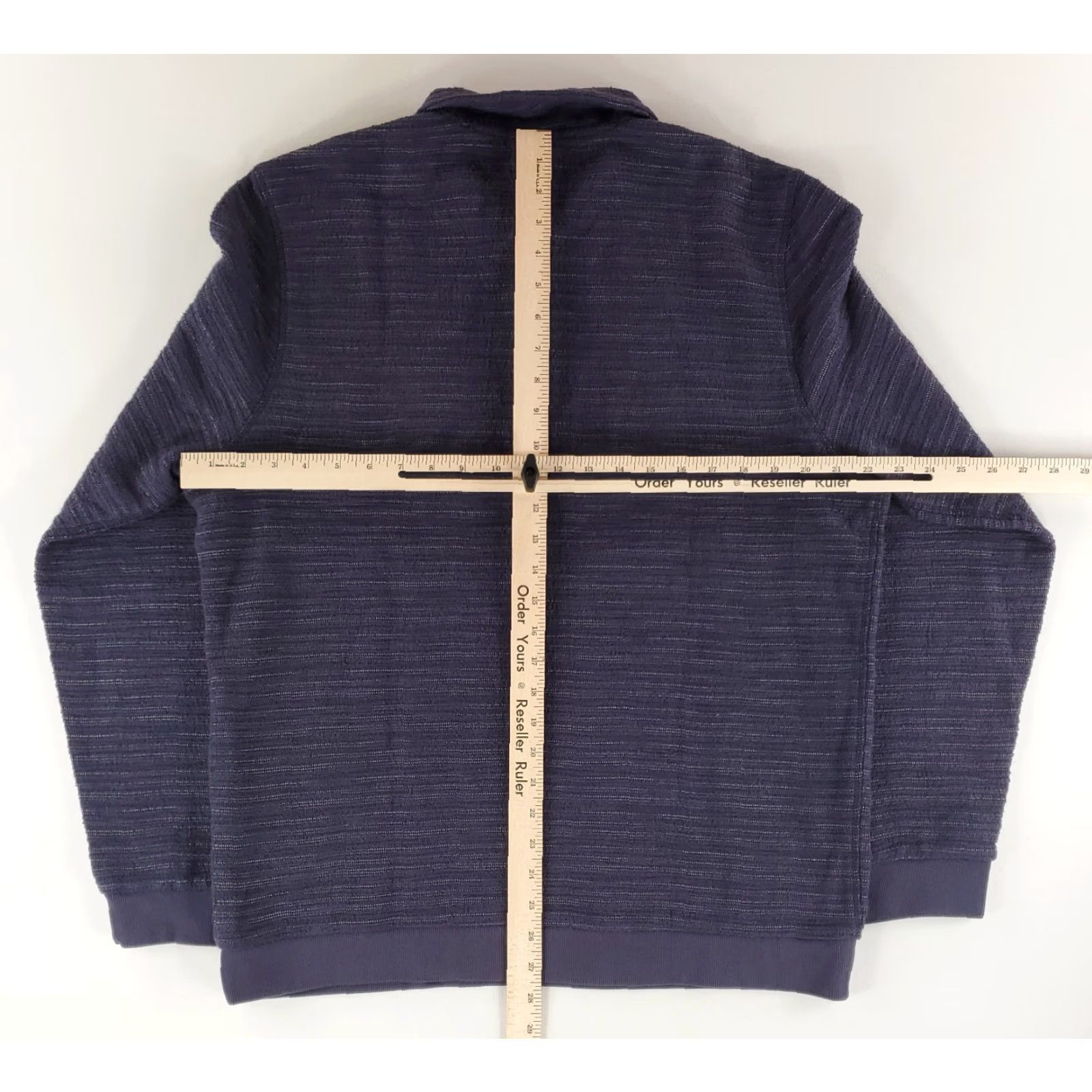 Marine Layer Marine Layer Pullover Mens L Short Blue Textured Stripe 1/4 Zip Size US L / EU 52-54 / 3 - 8 Thumbnail