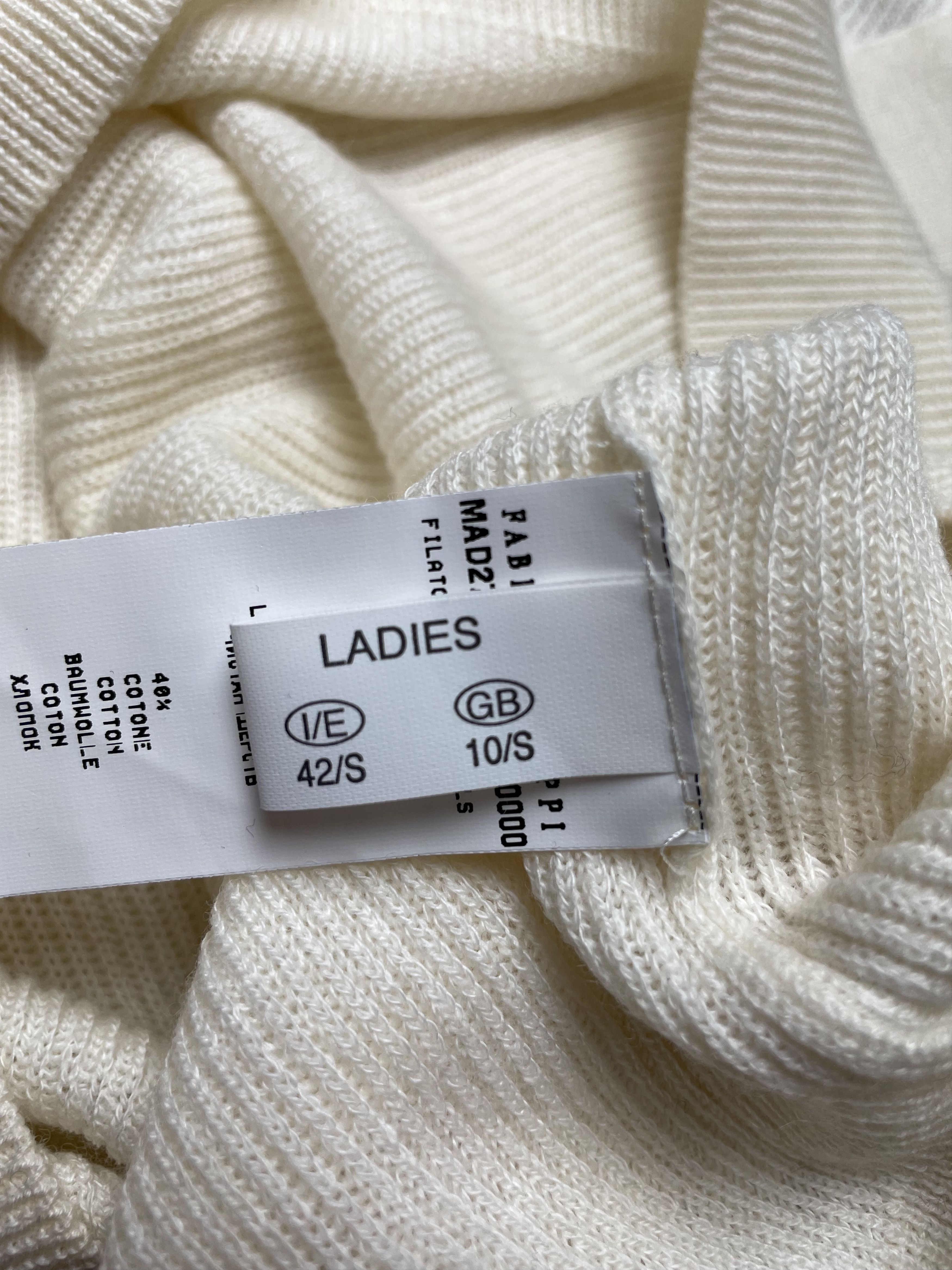 Fabiana Filippi Fabiana Filippi Ivory Short Sleeve Wool Blend Sweater Size S / US 4 / IT 40 - 9 Thumbnail