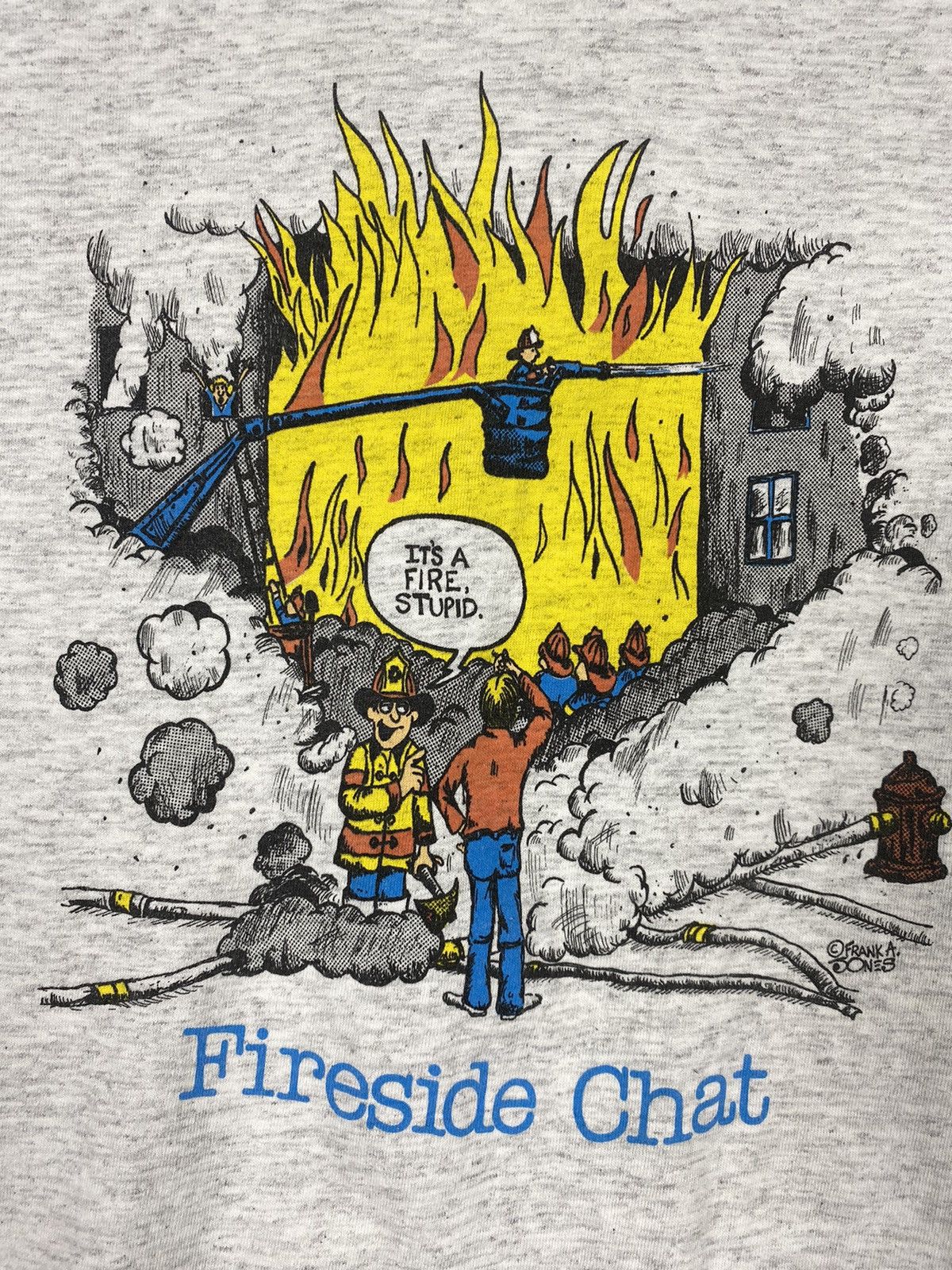 Vintage Vintage 90s Fireside Chat Humor Tee Made In USA Size US XL / EU 56 / 4 - 6 Thumbnail
