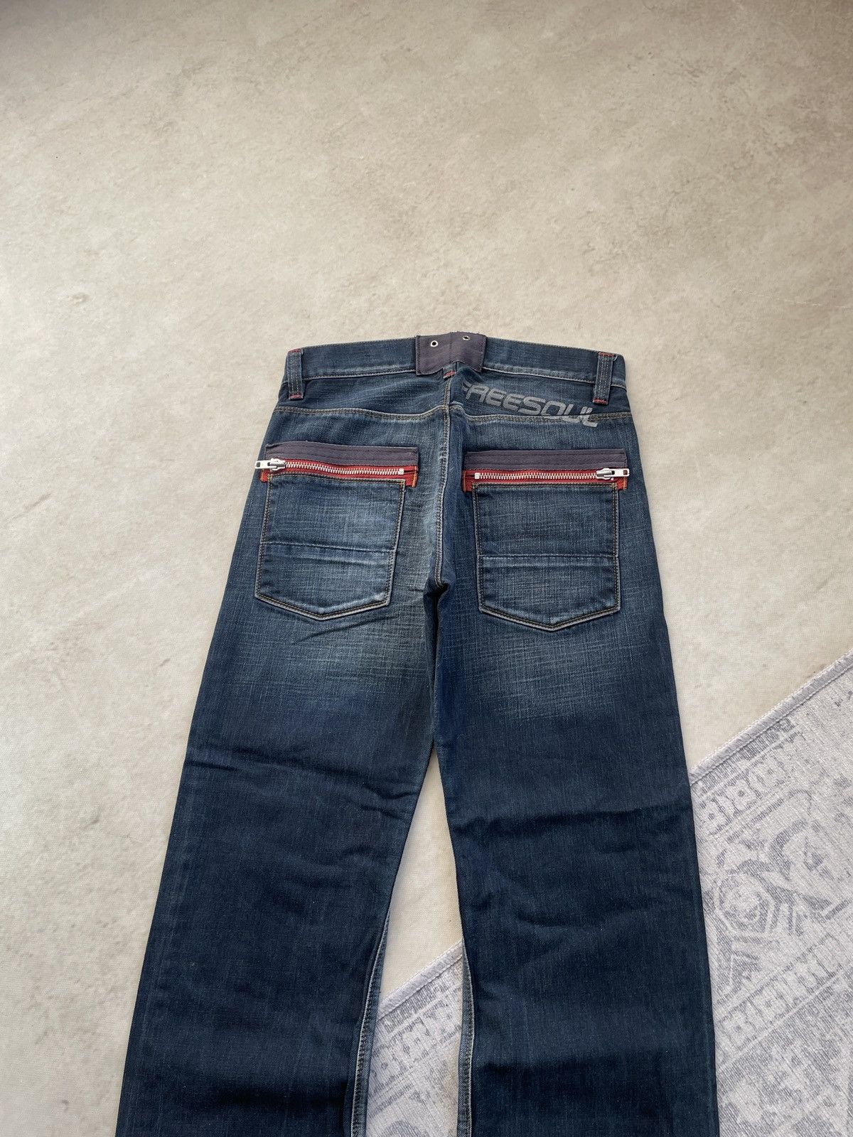 Vintage Avant Garde Wide Flared Slim Zipper Washed Denim Jeans y2k Size US 32 / EU 48 - 6 Thumbnail