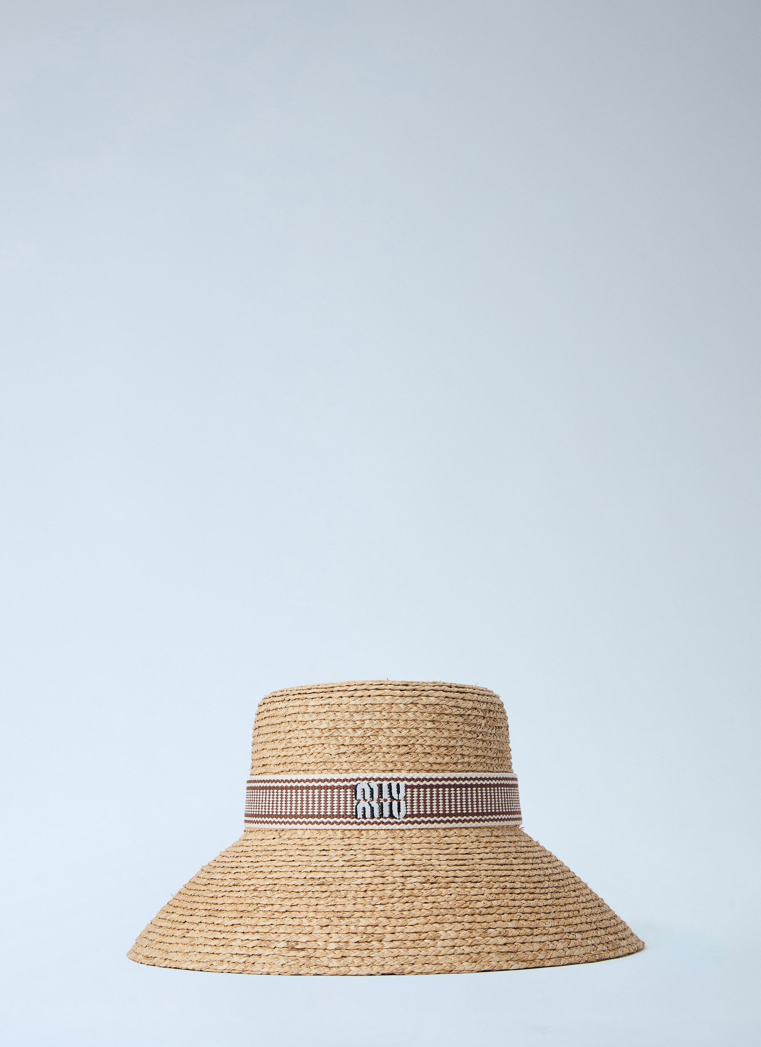 Miu Miu Woven Straw Hat with Logo Band Size ONE SIZE - 1 Thumbnail