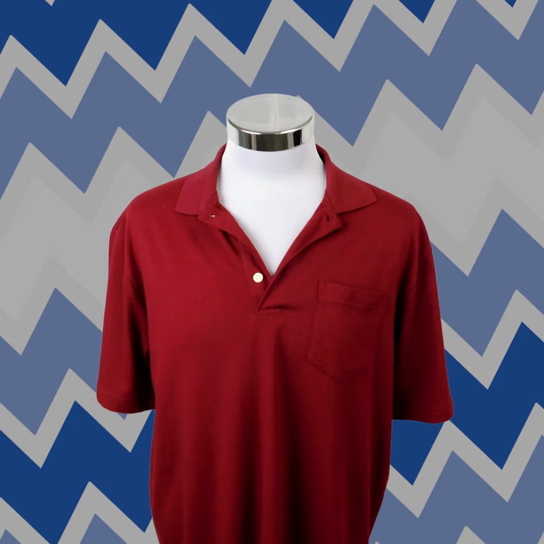 Merona Merona Polo Shirt Short Sleeve Red Large Men’s Casual Workwear Cotton Blend Stretch Pocket Polo Shirt Size US L / EU 52-54 / 3 - 1 Thumbnail