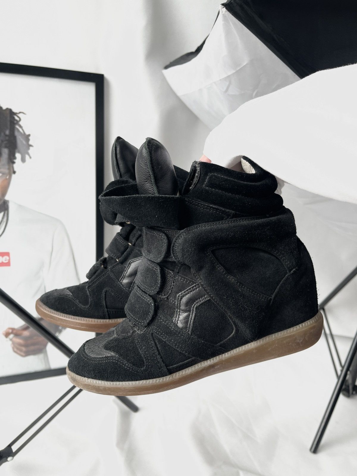 Isabel Marant Isabel Marant Bekett sneakers shoes Washed Black Suede Wedge Size US 6 / IT 36 - 3 Thumbnail