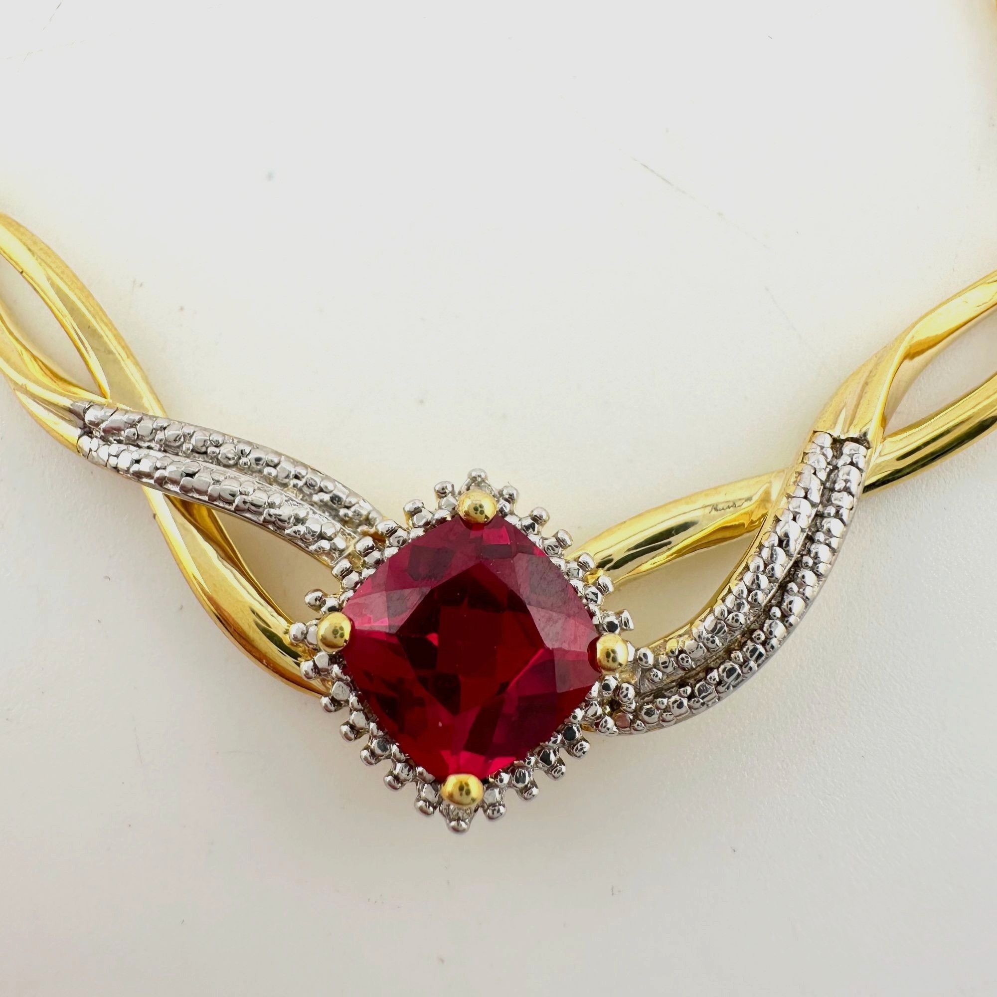 Other Elegant Lab Created Ruby and White Sapphire Infinite Loop Ne Size ONE SIZE - 6 Thumbnail