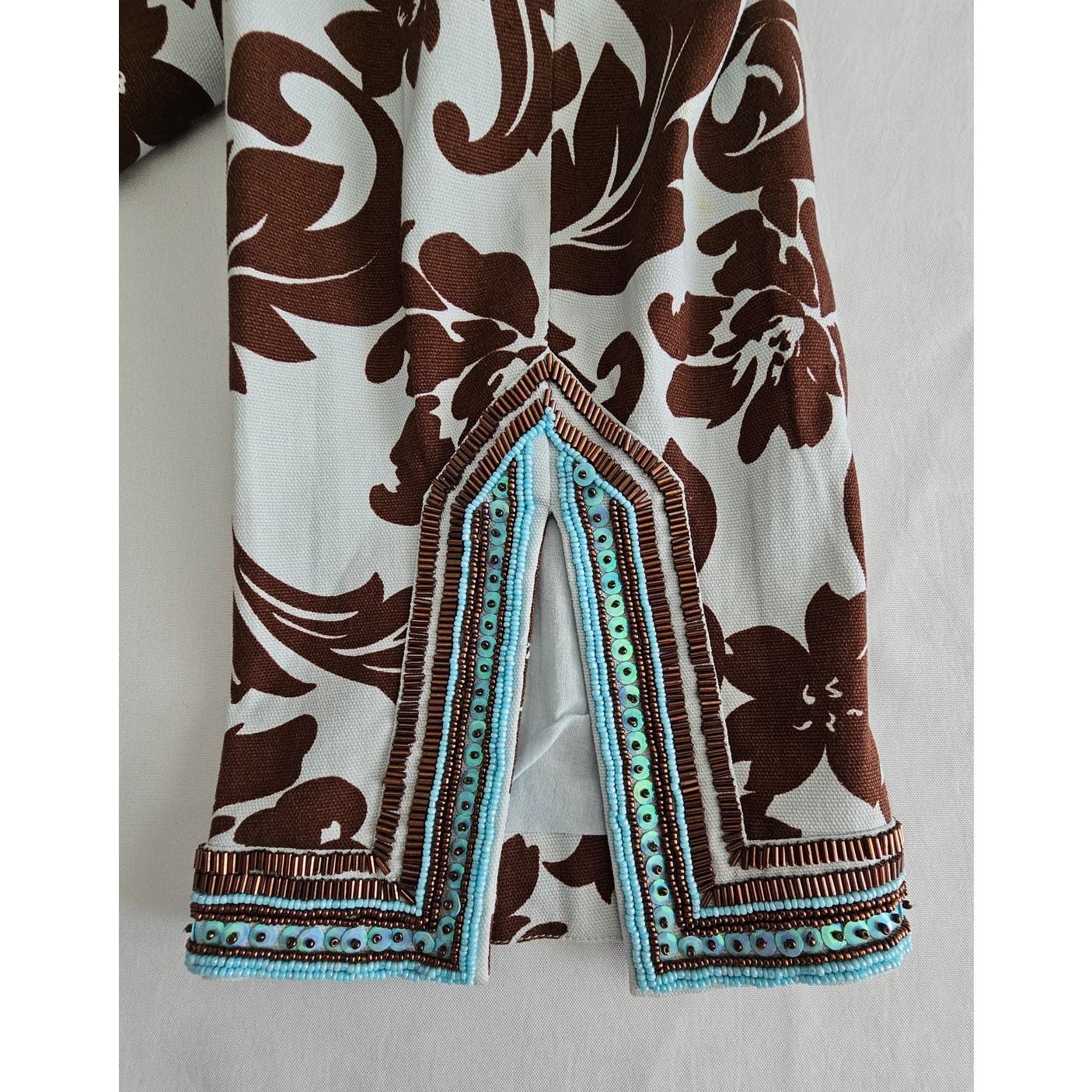 & Other Stories Victor Costa Occasion Blue/Brown Embellished Beaded Blazer L Size L / US 10 / IT 46 - 8 Thumbnail