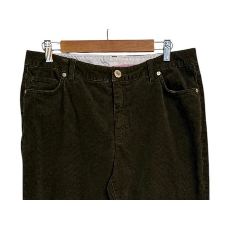 Lands' End Lands End Pants Women 12 Olive Green Corduroy Wide Leg Size 34" / US 12 / IT 48 - 2 Thumbnail