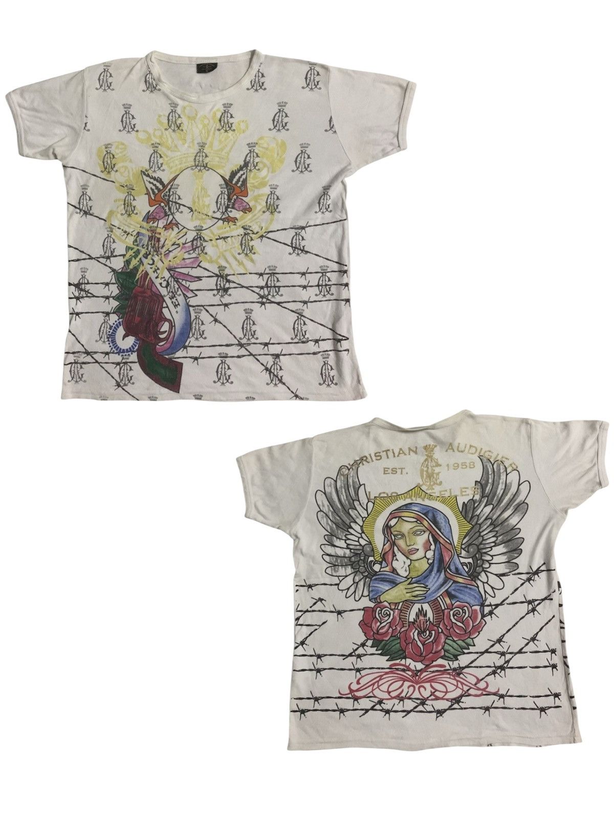 Christian Audigier × Ed Hardy Y2K ED HARDY YESUS TSHIRT RINGER SLEEVE Size US M / EU 48-50 / 2 - 1 Thumbnail