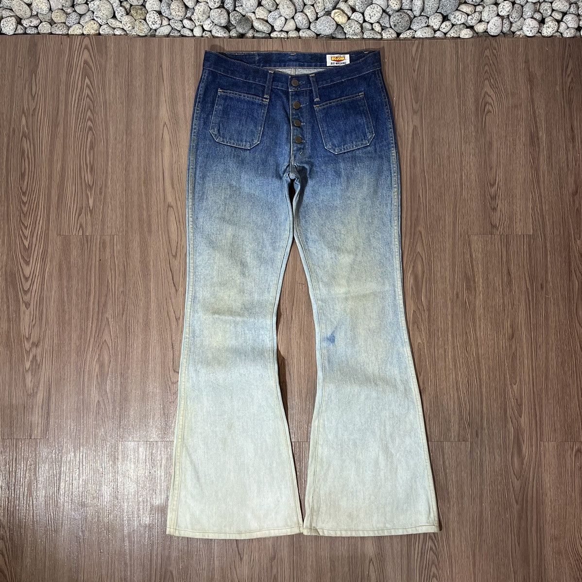 Big John Big John Vintage Washed Bush Button Up Bell Bottom Jeans Size US 32 / EU 48 - 1 Thumbnail