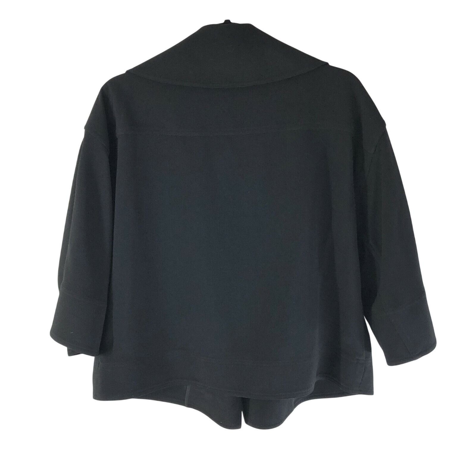 Other H Halston Womens Jacket 3/4 Sleeve Open Front Collar Black S Size L / US 10 / IT 46 - 2 Thumbnail