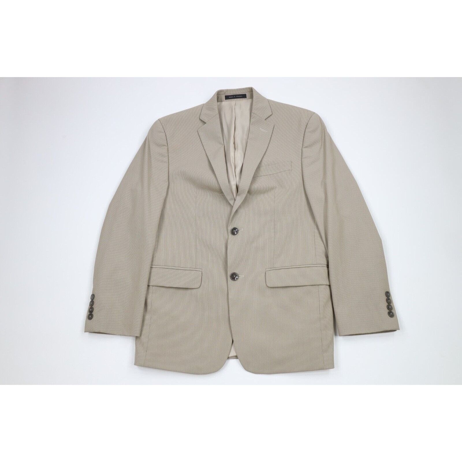 Calvin Klein Calvin Klein Pinstripe 2 Piece Suit Wedding Khaki Tan Size 36S - 2 Thumbnail