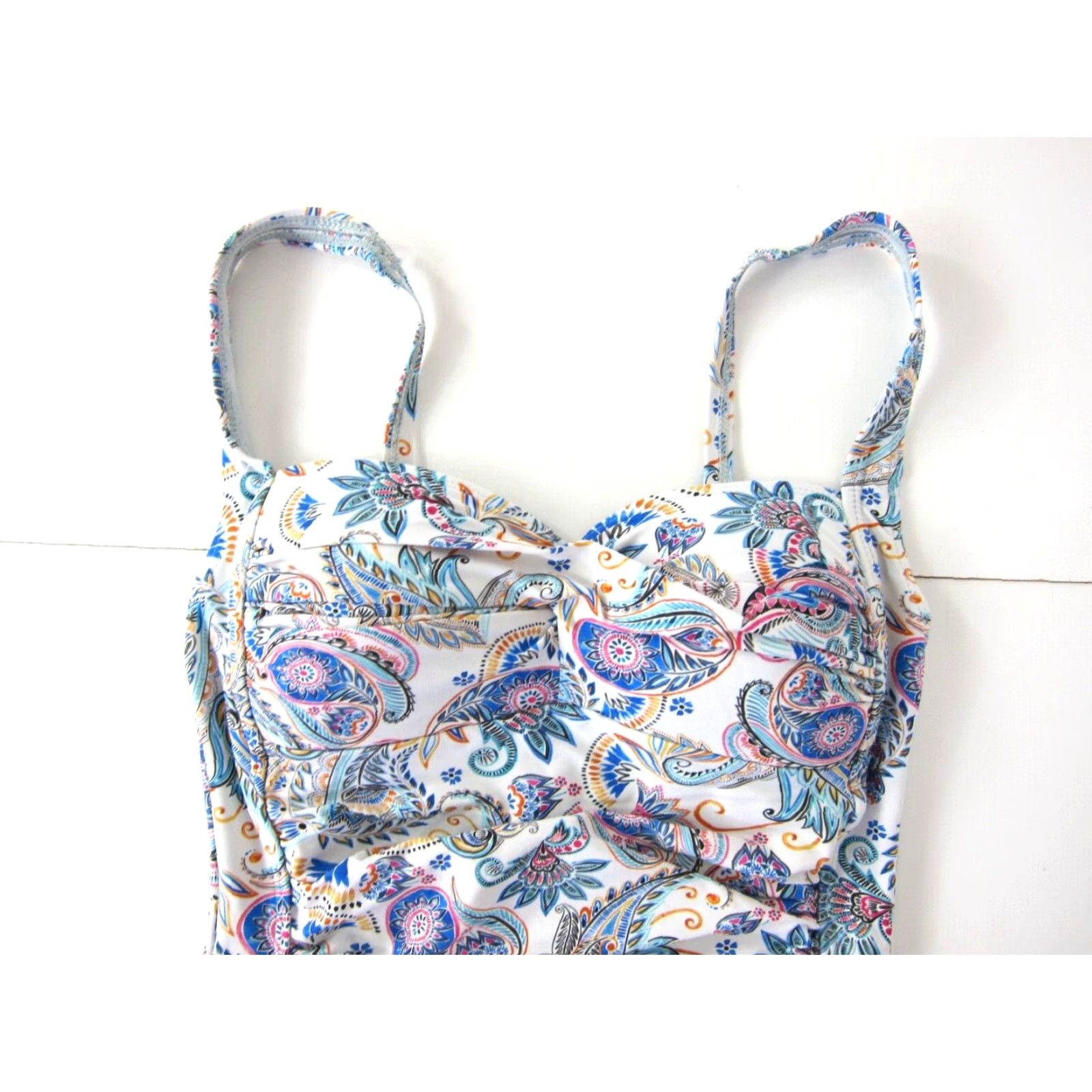 Vintage Nip Tuck Swim One Piece Paisley Floral Pink Slimming - Pink Blue Orange - 4 - Women - Swimsuit - Niptuck - Adult? Size ONE SIZE - 3 Thumbnail