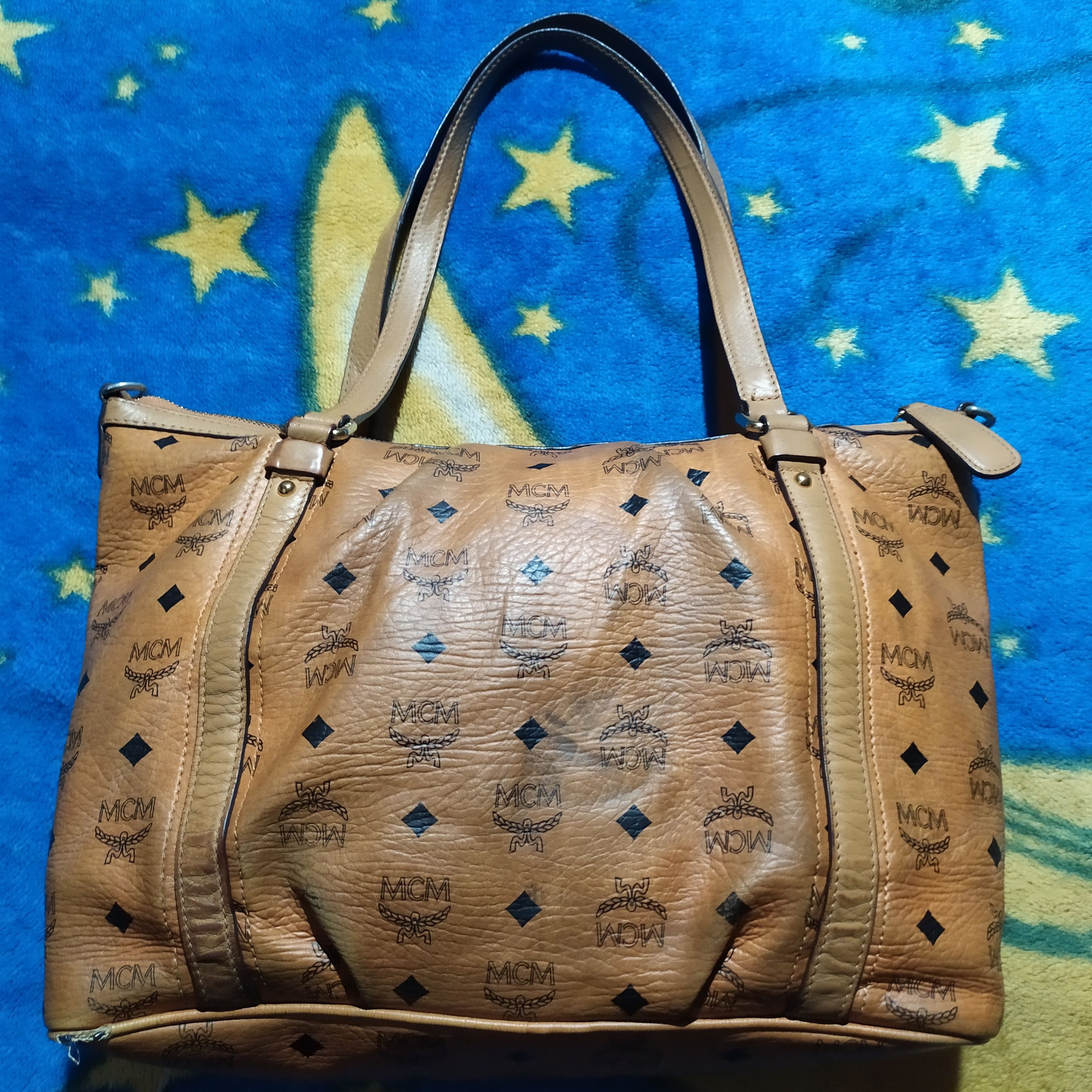 MCM MCM Cognac Visetos Coated Canvas and Leather Zip Tote Size ONE SIZE - 6 Thumbnail