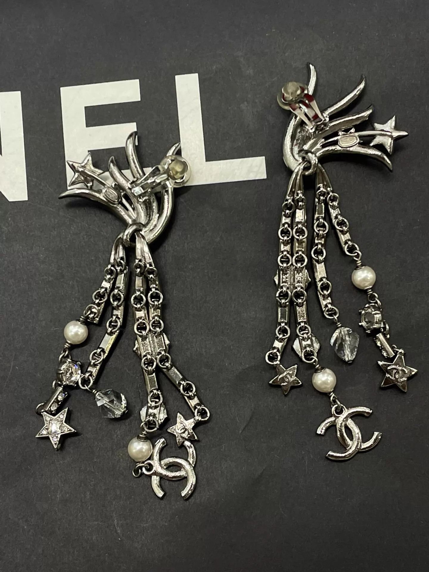 Chanel Chanel Comet Rhinestone Tassel Clip-On Earrings Size ONE SIZE - 3 Thumbnail