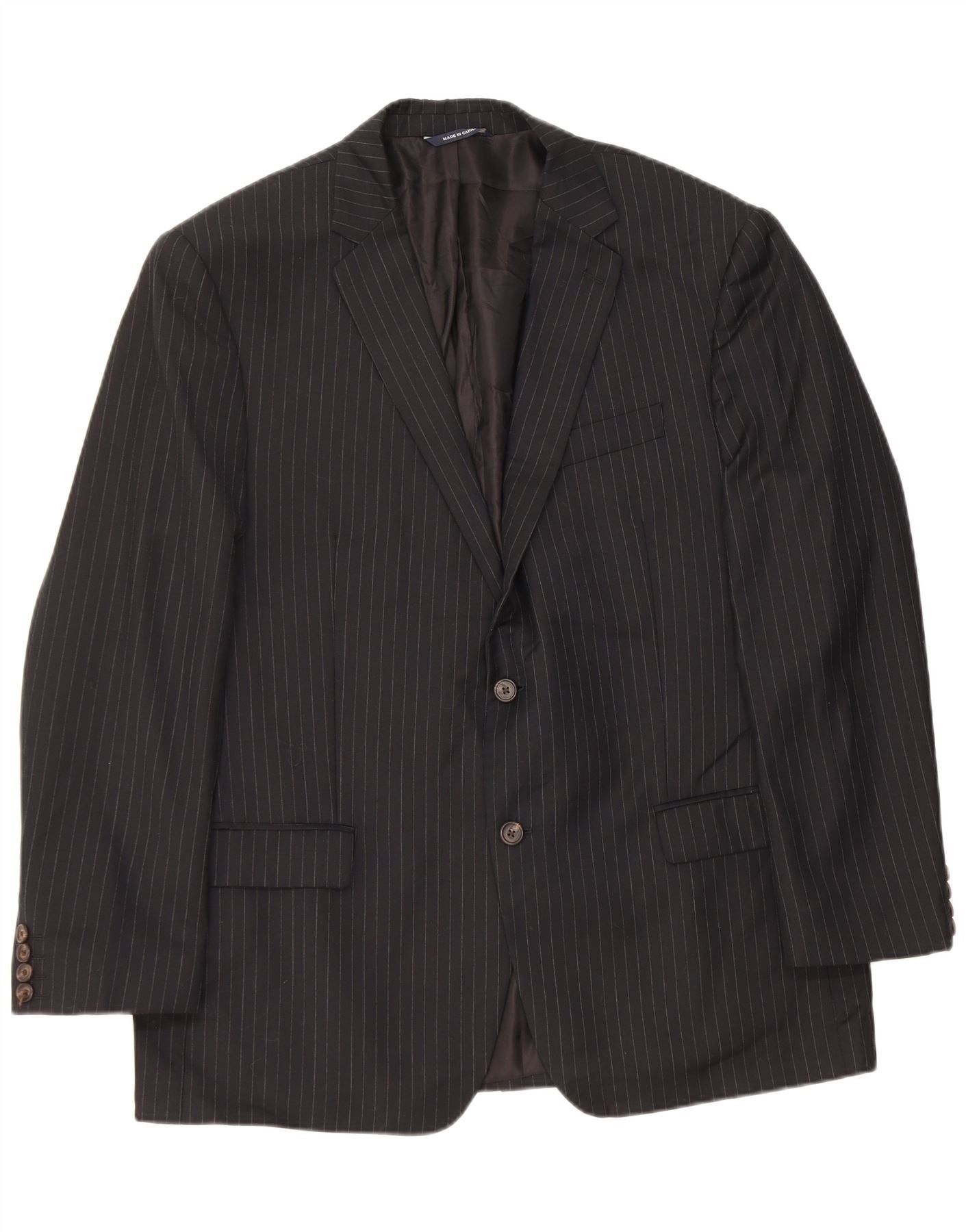 Ralph Lauren Mens 2 Button Blazer Jacket UK 40 Medium Black Pinstripe Woo Size US XL / EU 56 / 4 - 1 Thumbnail