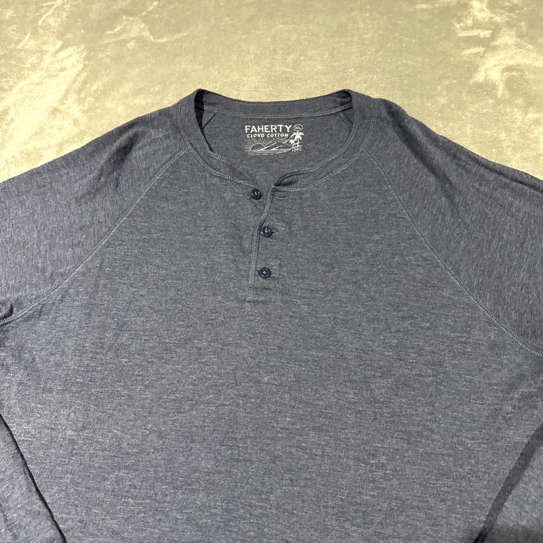Faherty Faherty Shirt Mens XL Blue Heathered Cloud Cotton Henley Long Sleeve Pima Modal Size US XL / EU 56 / 4 - 2 Thumbnail