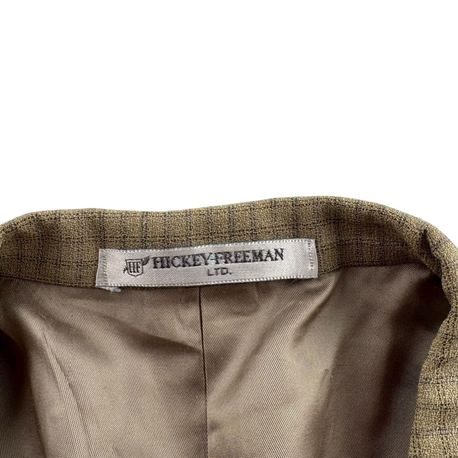 Hickey Freeman VTG Hickey Freeman Men’s 100% Wool Plaid Blazer Jacket Tan • Size 48L - 4 Thumbnail