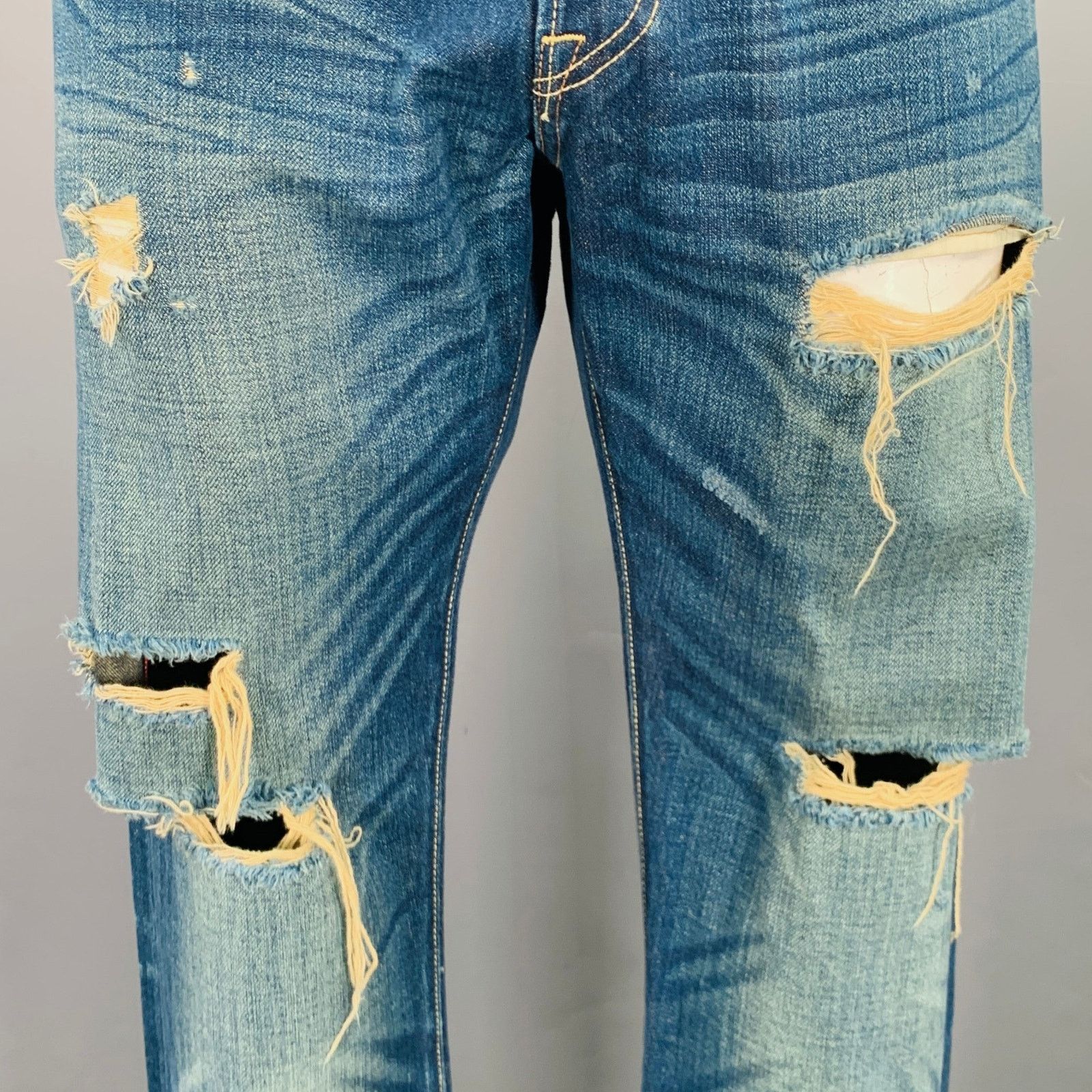 Other BLVCK SCVLE Size 36 Blue Distressed Button Fly Jeans Size US 36 / EU 52 - 2 Thumbnail