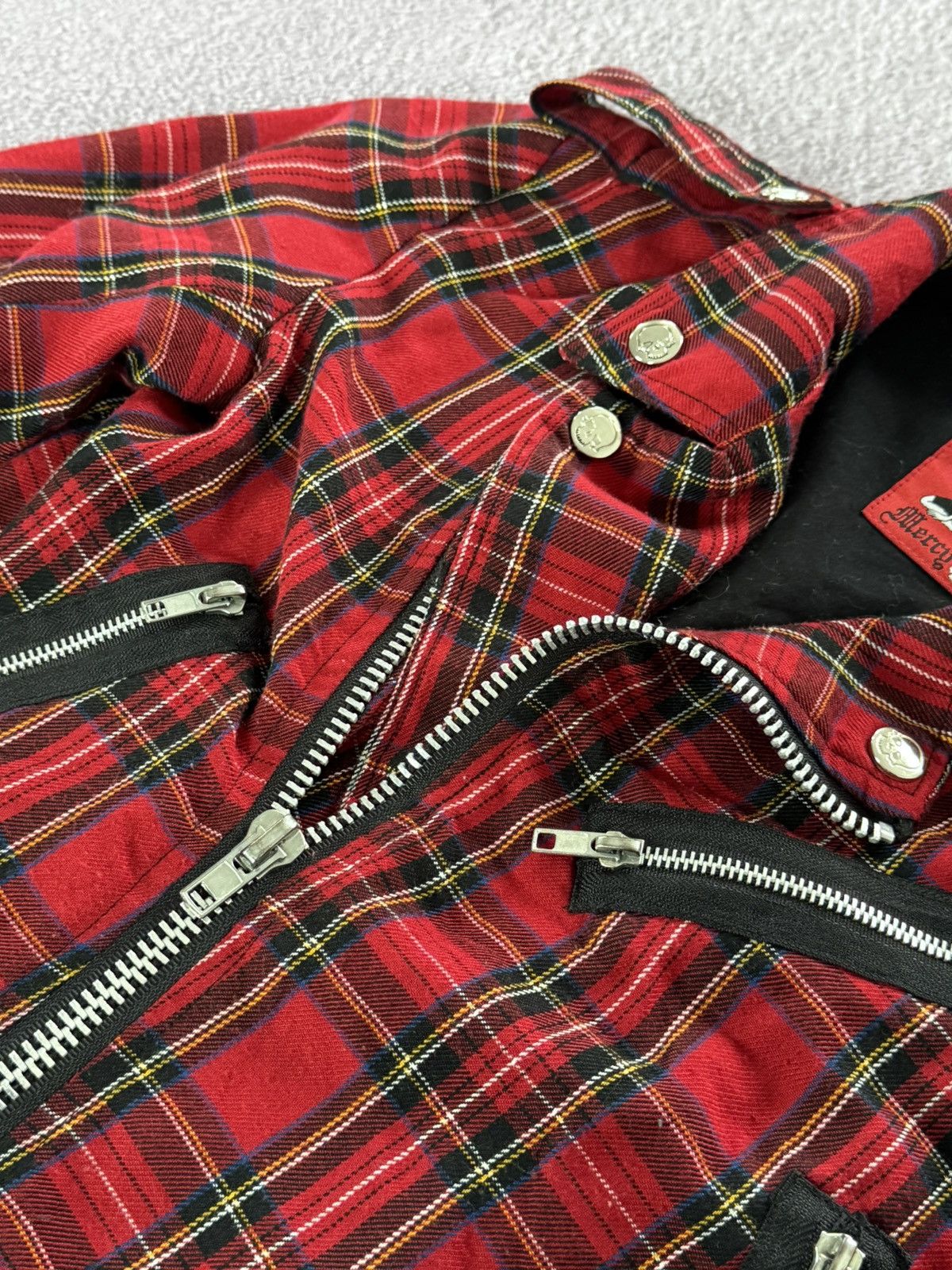 Japanese Brand Mercy Y2K Gothic Plaid Biker Checked Jacket Size M / US 6-8 / IT 42-44 - 9 Thumbnail