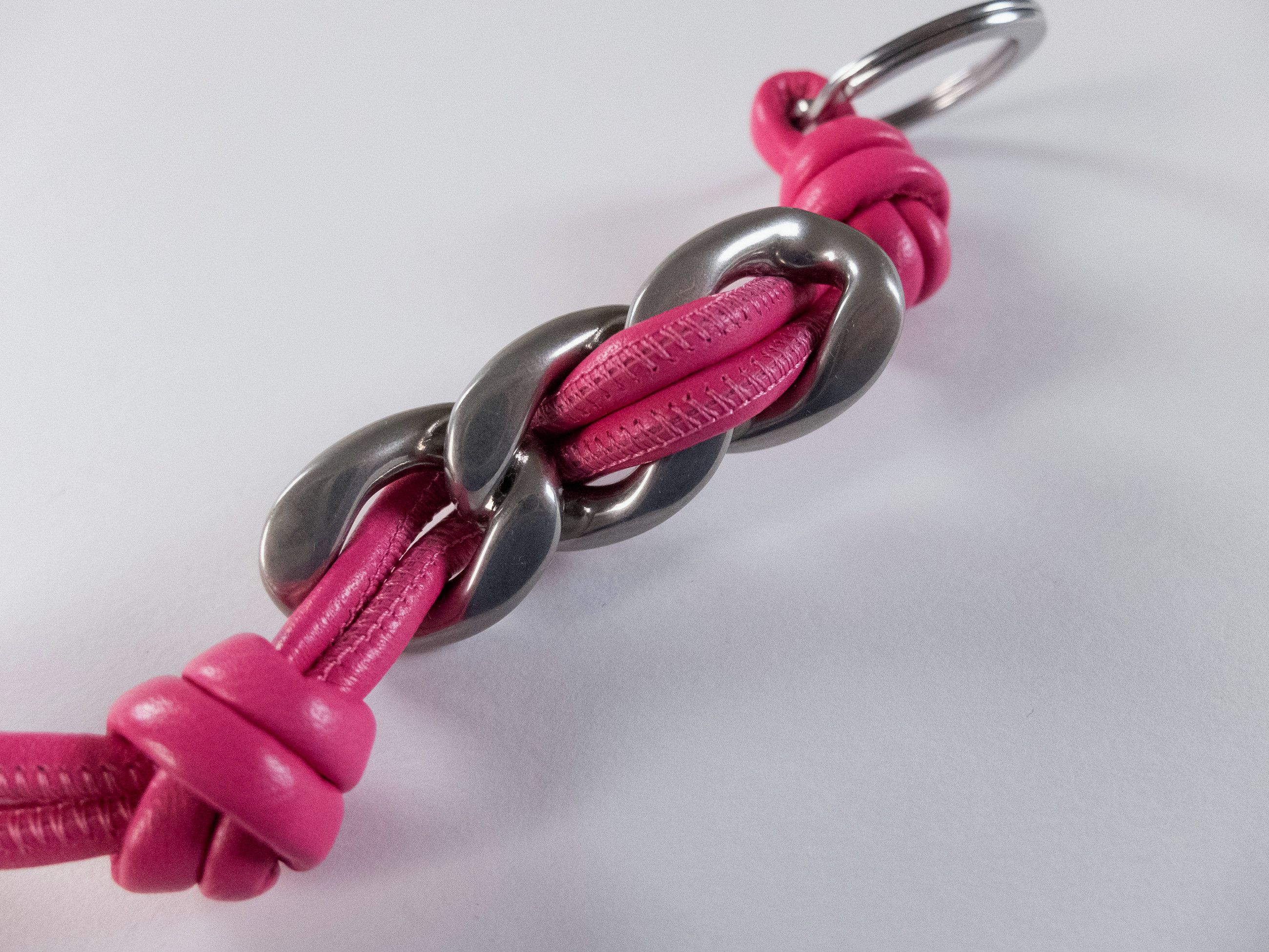 Bottega Veneta BOTTEGA VENETA pink & silver nappa leather knotted keyring q Size ONE SIZE - 2 Thumbnail
