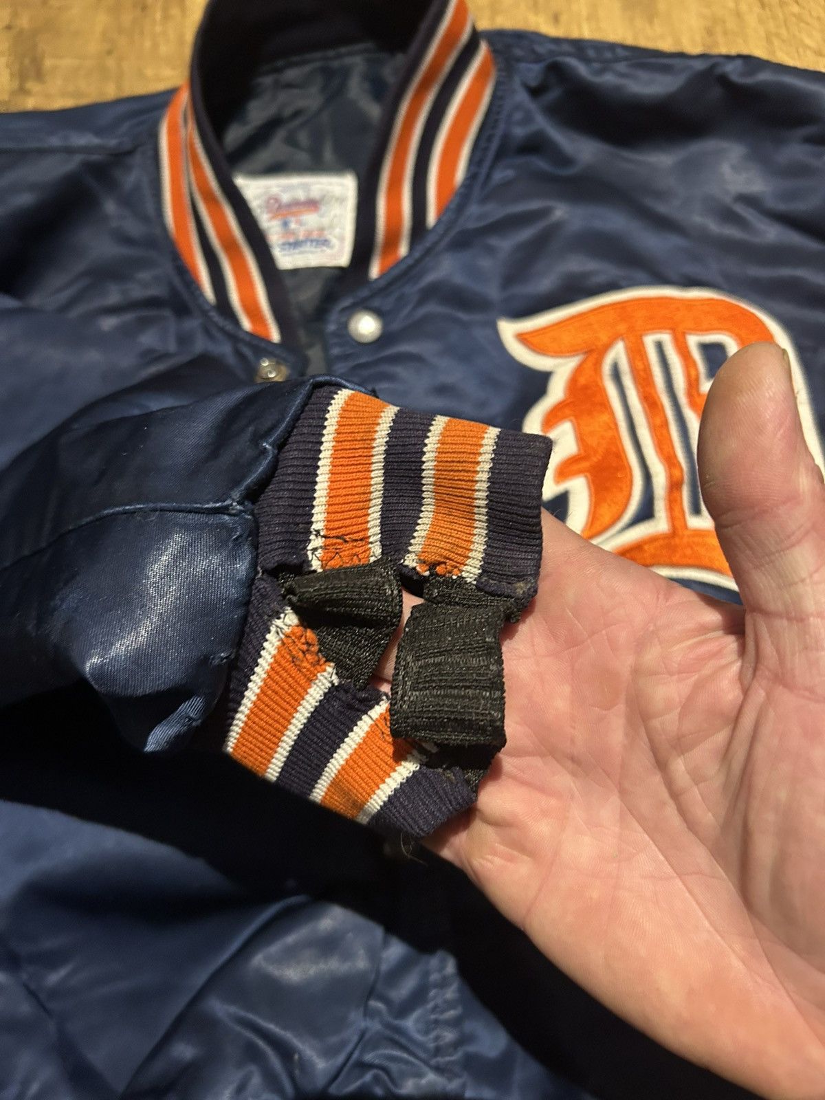 Starter Vintage Detroit Tigers Satin Bomber Jacket 90s MLB Diamond Size US L / EU 52-54 / 3 - 15 Thumbnail