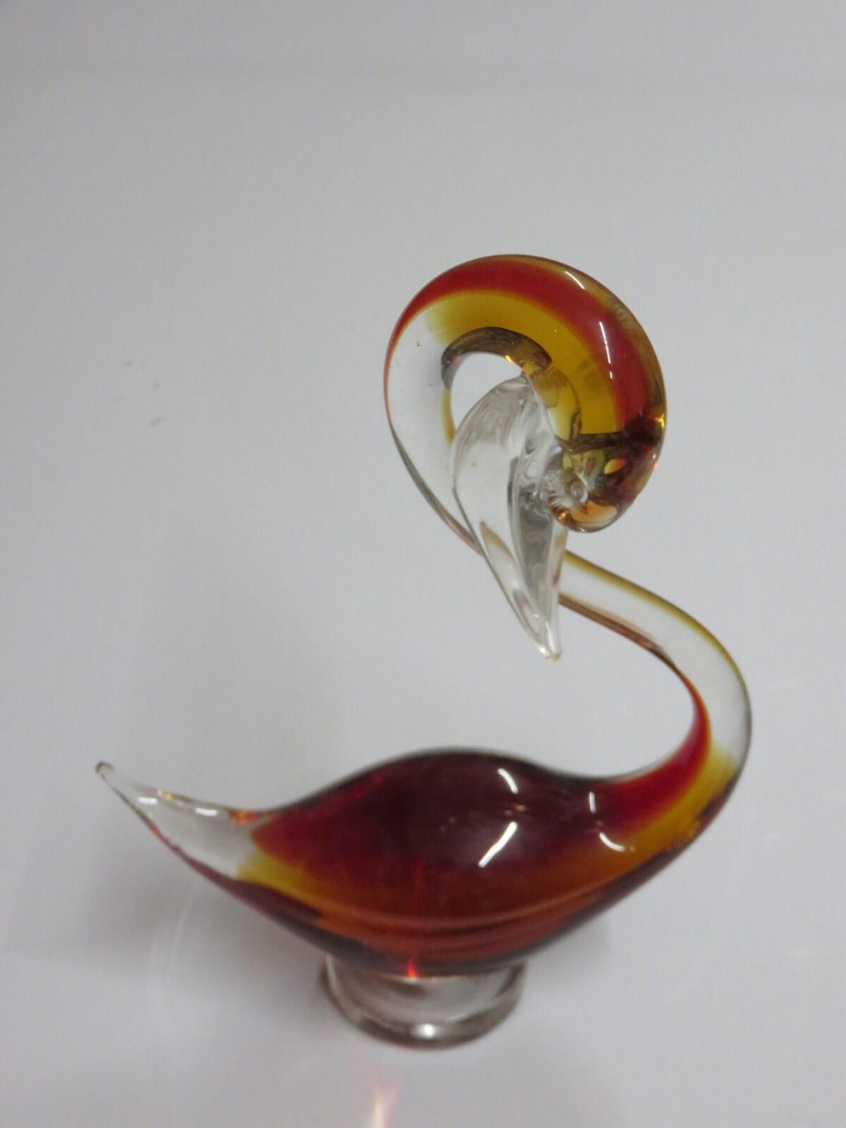 Other Vintage Glass Swan Clear and Brown Paperweight Art Glass 8" Size ONE SIZE - 1 Thumbnail