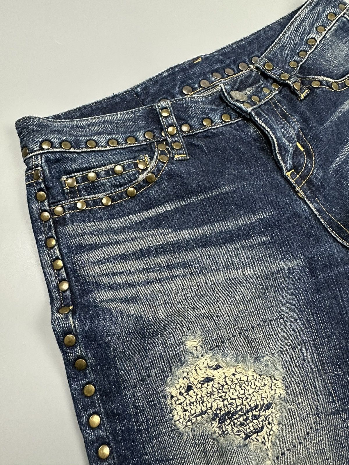 If Six Was Nine × Le Grande Bleu (L.G.B.) 🔥Flared🔥 Vintage Moussy Flared Boro Multi Button Jeans Size 27" / US 4 / IT 40 - 8 Thumbnail