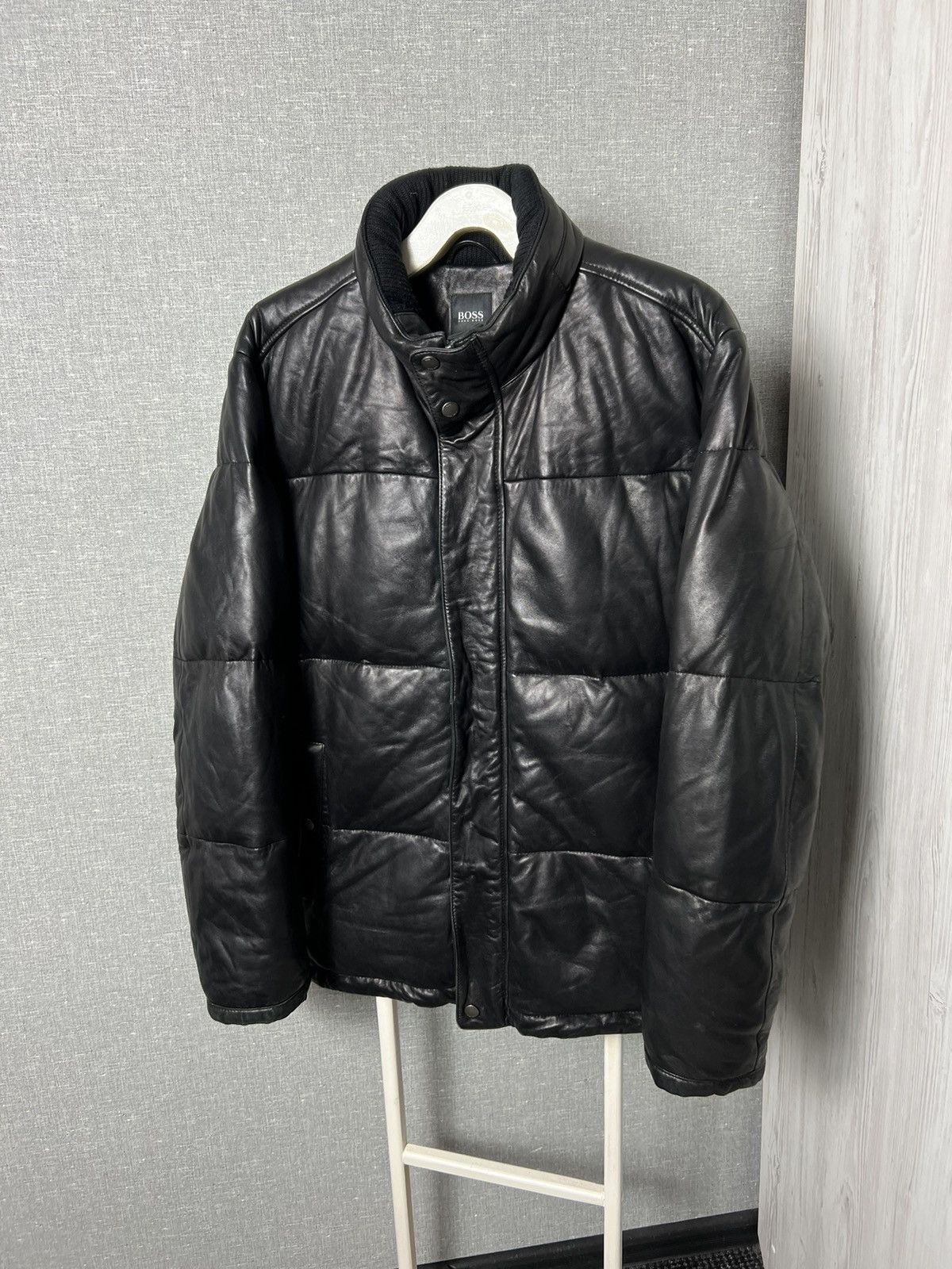 image of Hugo Boss Lamb Nappa Leather Winter Jacket in Black, Men's (Size XL)