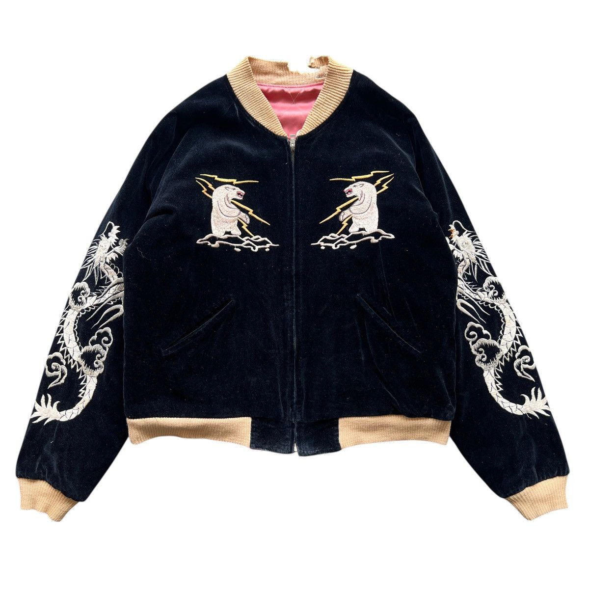 Tailor Toyo 🔥 RARE VINTAGE 50s STYLE ALASKA VELVET REVERSIBLE SUKAJAN Size US L / EU 52-54 / 3 - 3 Thumbnail