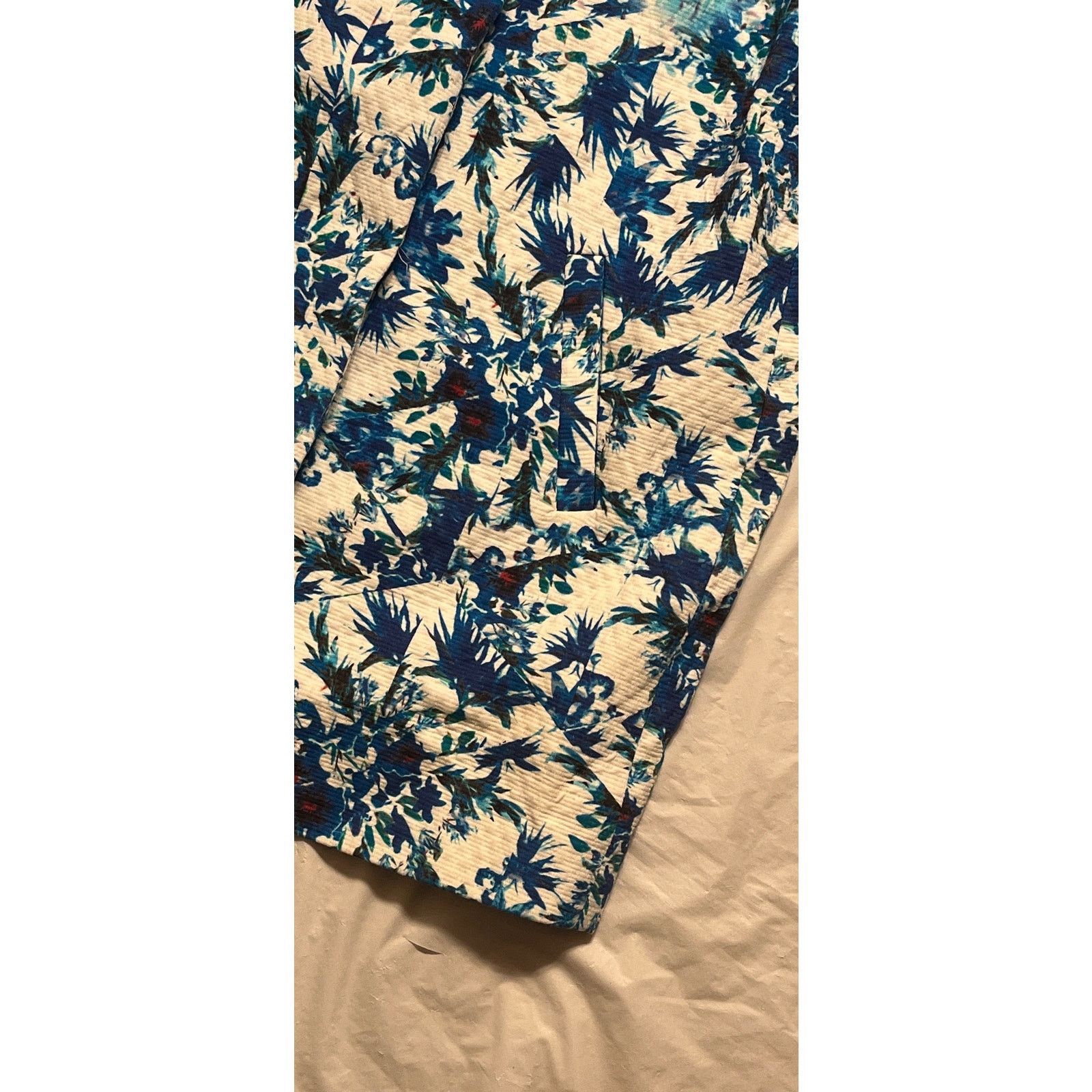 See U Soon Blue Floral Linen Blend Jacket - Size: 1