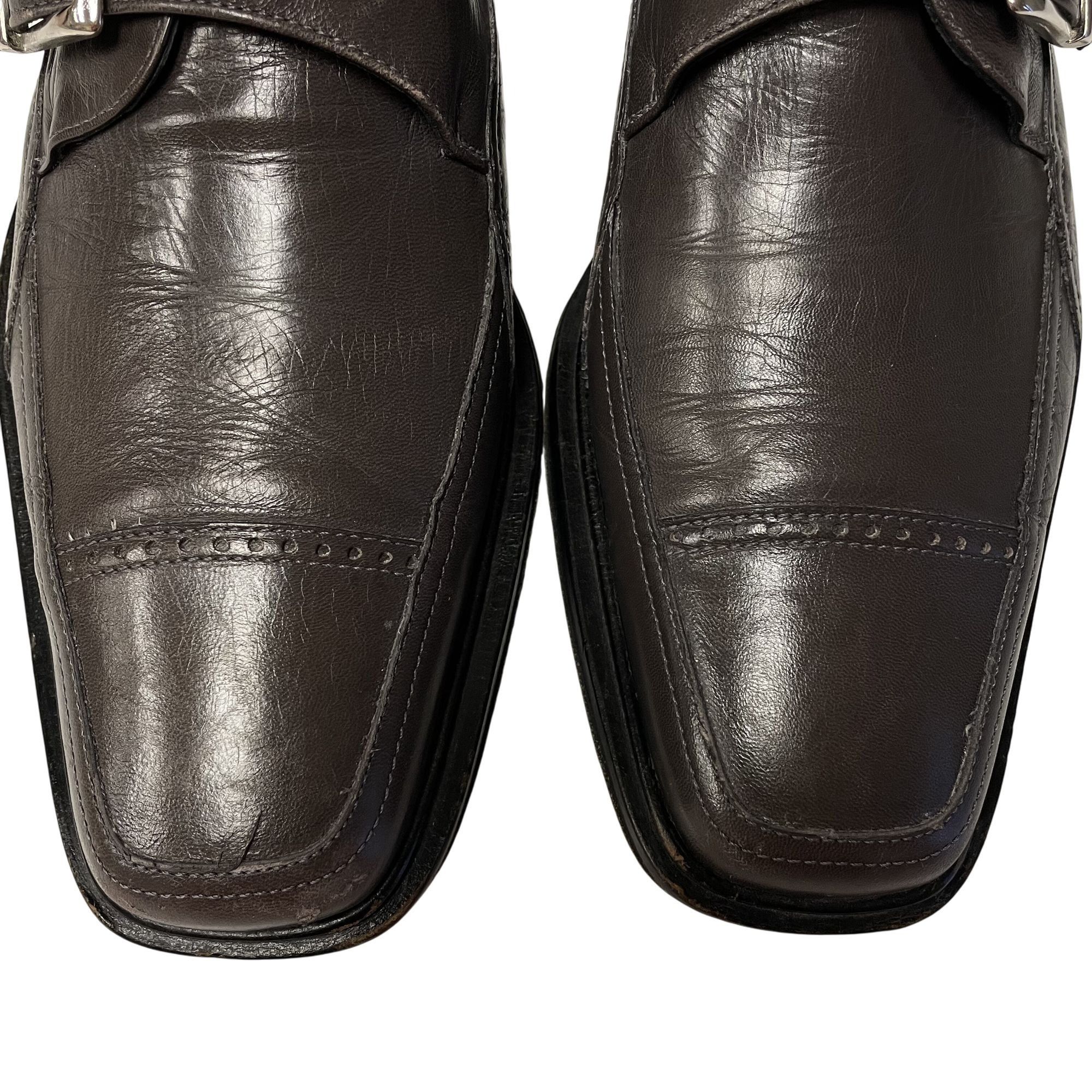 Other Vtg David Eden HANDMADE Gray Leather MONK STRAP Loafers Size US 8 / EU 41 - 5 Thumbnail