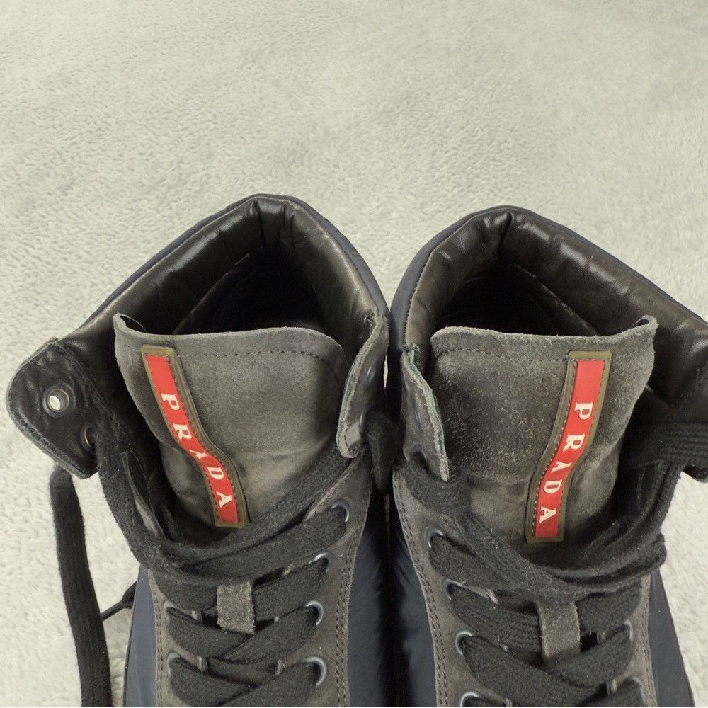 Prada Prada Hi Top Grey/Blue Nylon and Suede High Top Sneaker Sz Size US 7.5 / EU 40-41 - 9 Thumbnail