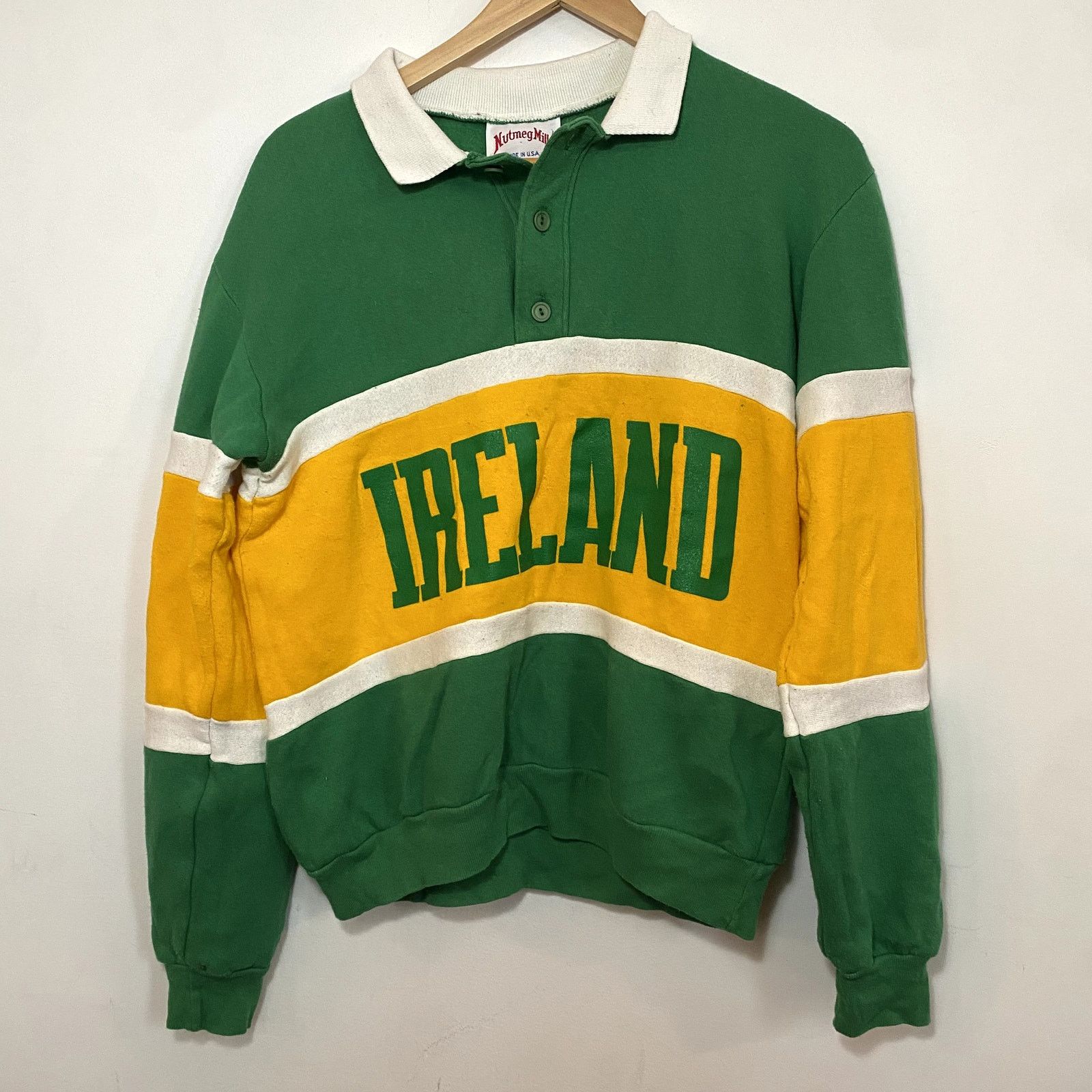 Nutmeg Vintage Ireland Rugby Polo Sweatshirt Nutmeg Mills 90s Size US M / EU 48-50 / 2 - 1 Thumbnail
