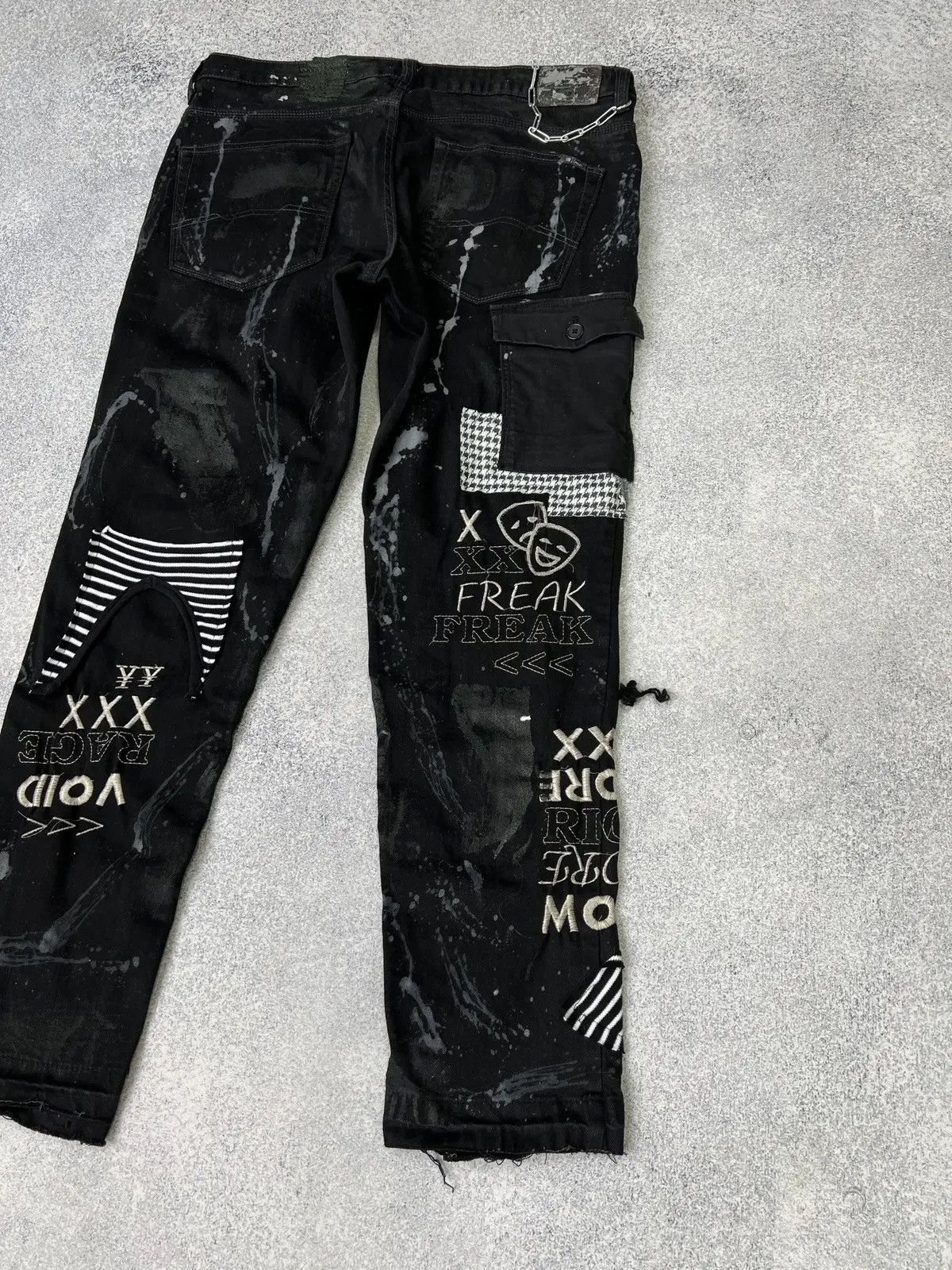 Japanese Brand × Vintage Vintage punk rock goth emo metal dark ripped crazy jeans Size US 40 / EU 56 - 19 Thumbnail