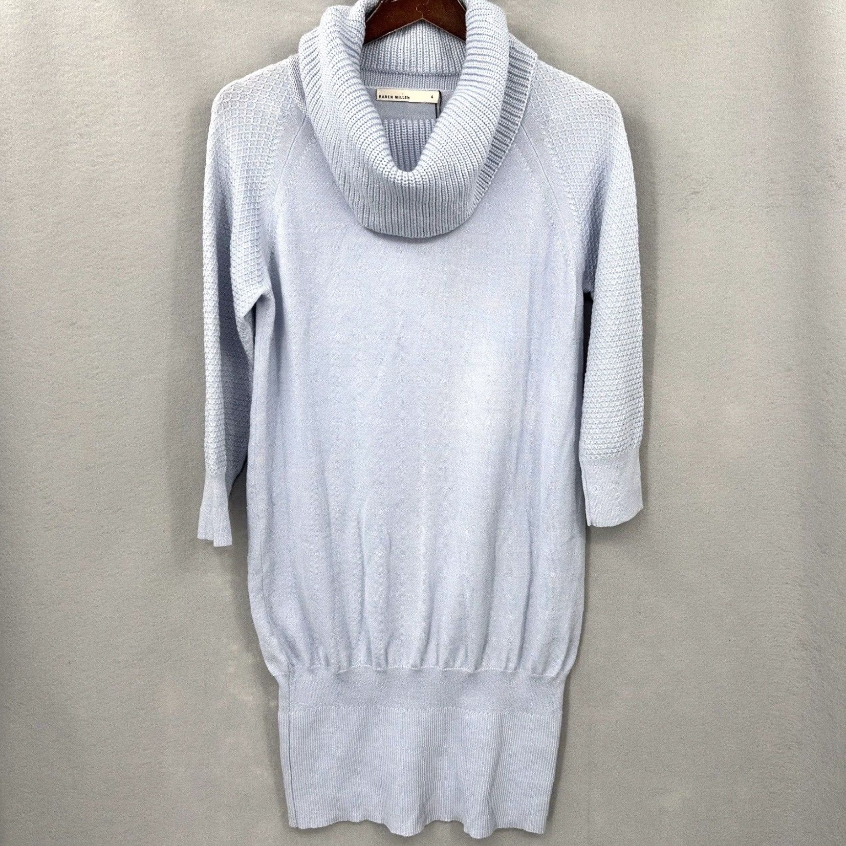 Karen Millen Karen Millen Blue Cowl Neck Ribbed Knit Midi Dress Womens Size 4 Classic Designer Fall Spring Summer Winter Size S / US 4 / IT 40 - 2 Thumbnail