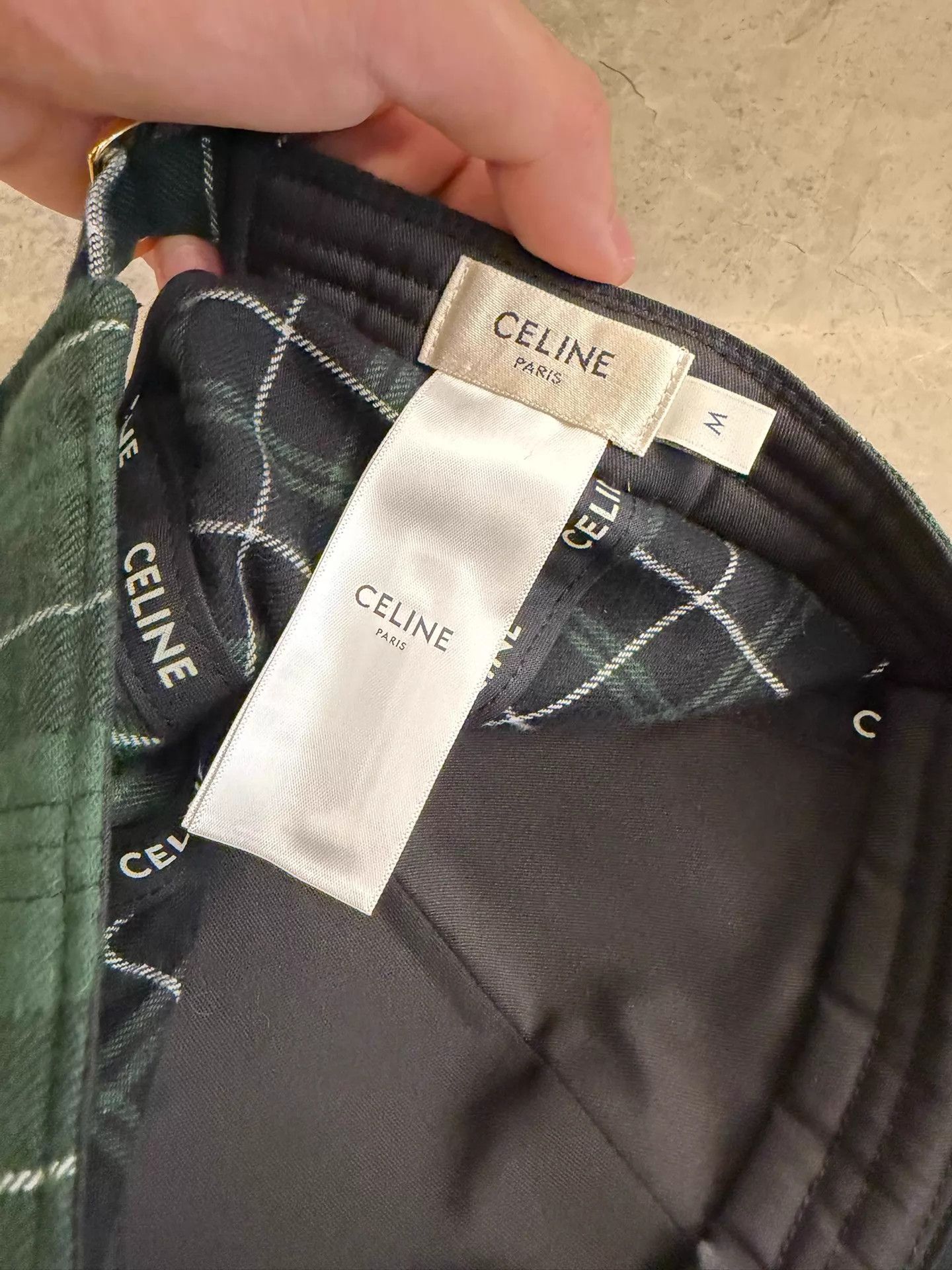 Celine Celine Hedi Slimane Green Check Logo Baseball Cap M Size ONE SIZE - 6 Thumbnail