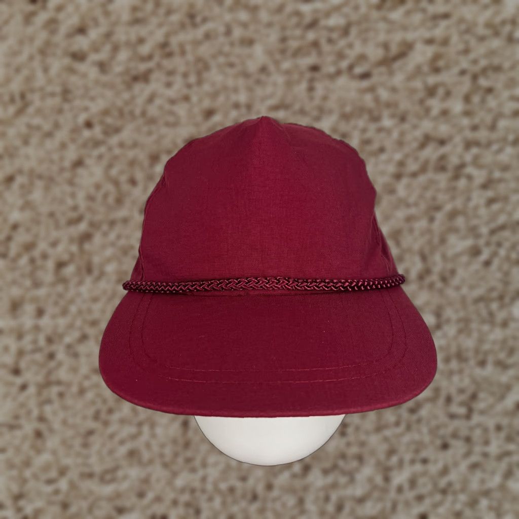 Vintage KC Collections Hat Cap Snap Back One Size Burgundy Rope 90s Look Nylon Adult Mens Cap Size ONE SIZE - 1 Thumbnail