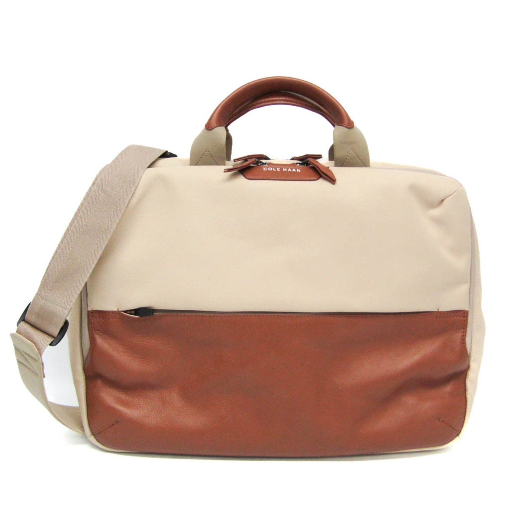 Cole Haan Go To Work Business Bag F12117 Men,women Polyester,leather Shoulder Bag Beige,brown, Women's