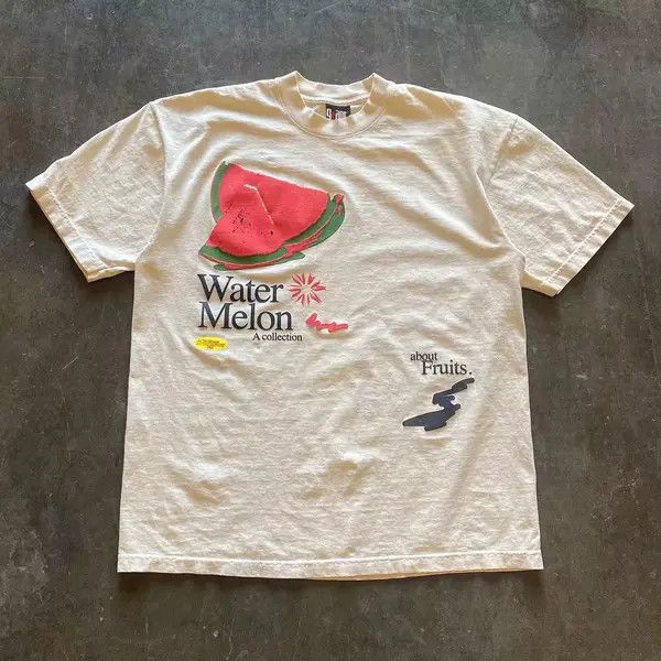 Japanese Brand x Min White loose round neck tee with watermelon pattern Size US L / EU 52-54 / 3 - 5 Thumbnail
