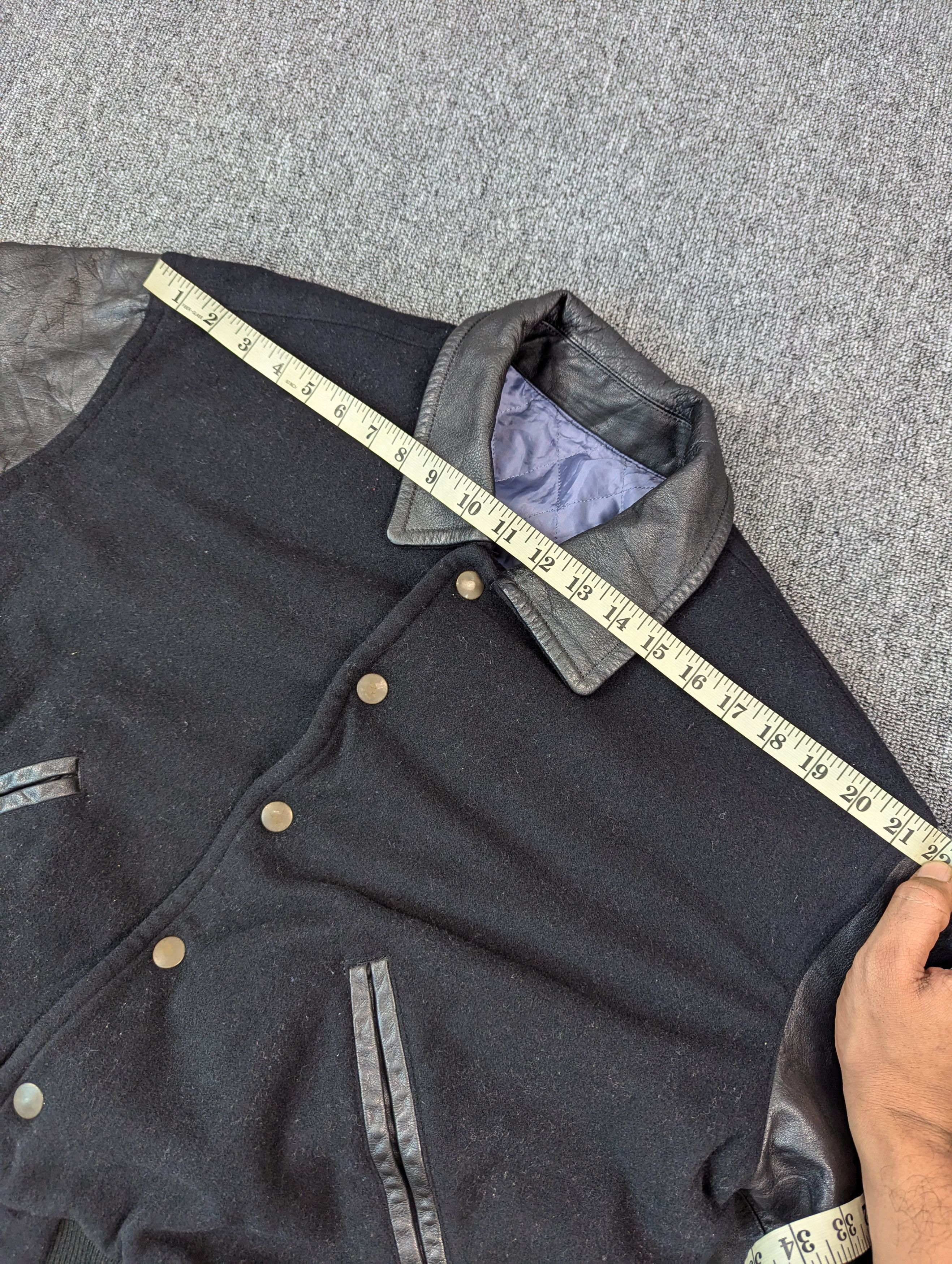 Japanese Brand Vintage Jun Men Sleeve Leather Wool Varsity Jacket Size US M / EU 48-50 / 2 - 11 Thumbnail