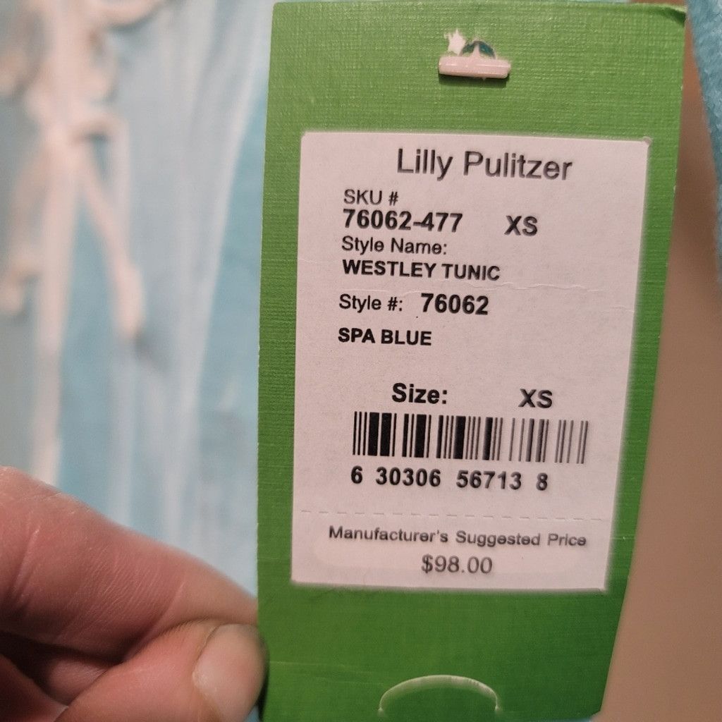 Lilly Pulitzer NWT Lilly Pulitzer Blue V-Neck “Westley" Embroidered Tunic Size XS / US 0-2 / IT 36-38 - 7 Thumbnail