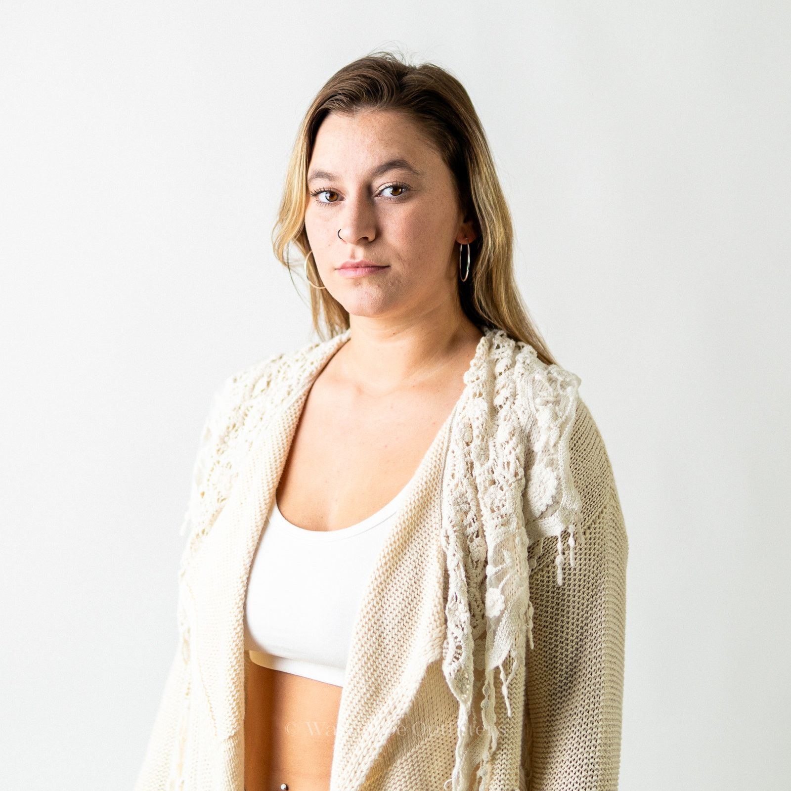 Designer Double Zero Crochet Tassel Knit Lace Sweater Cardigan Size S / US 4 / IT 40 - 6 Thumbnail