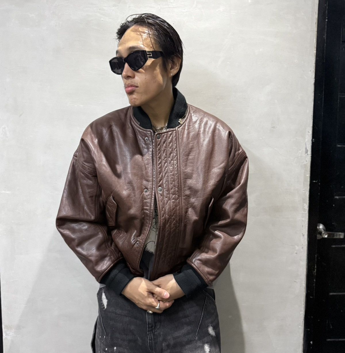 Issey Miyake vintage leather bomber jacket issey miyake durban intermezzo Size US M / EU 48-50 / 2 - 3 Thumbnail