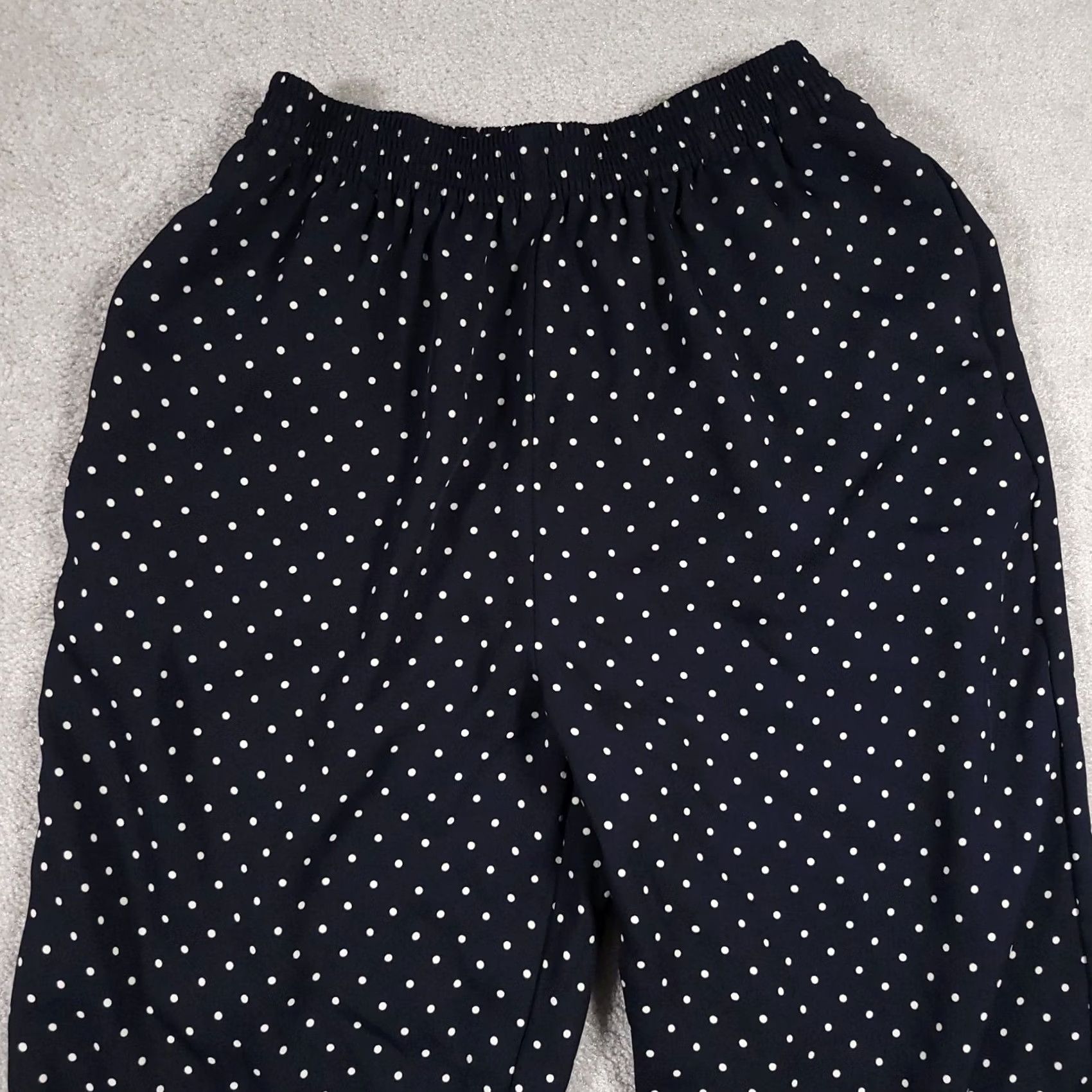 Vintage VINTAGE Alfred Dunner Pants Womens 12 Navy Blue Polka Dot Print Straight Leg Pull On Slim? (clarity) Size 34" / US 12 / IT 48 - 3 Thumbnail