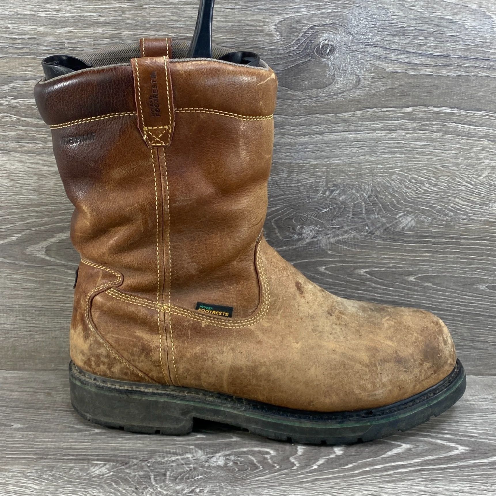 Vintage Hytest Mens 14 3E Brown Leather Waterproof Safety Steel Toe Work Boots Footrests Size US 13 / EU 46 - 2 Thumbnail