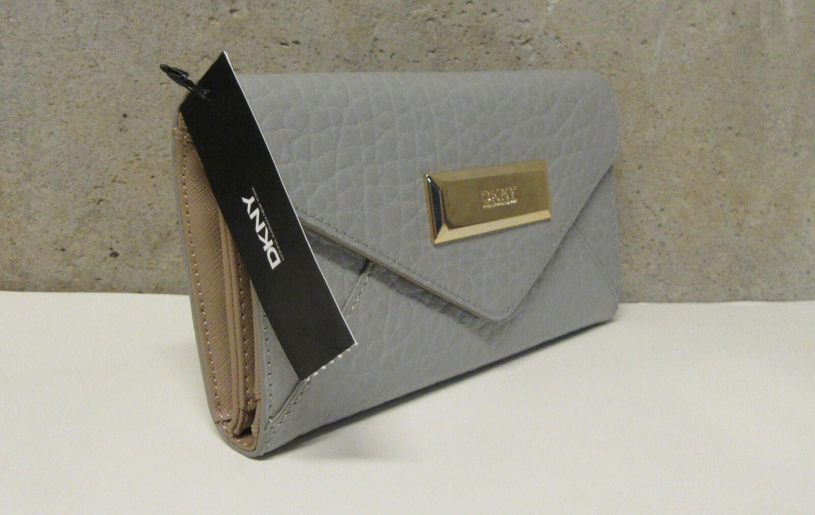 DKNY DKNY Beekman French Grain Leather Trifold Wallet Light Grey Size ONE SIZE - 6 Thumbnail